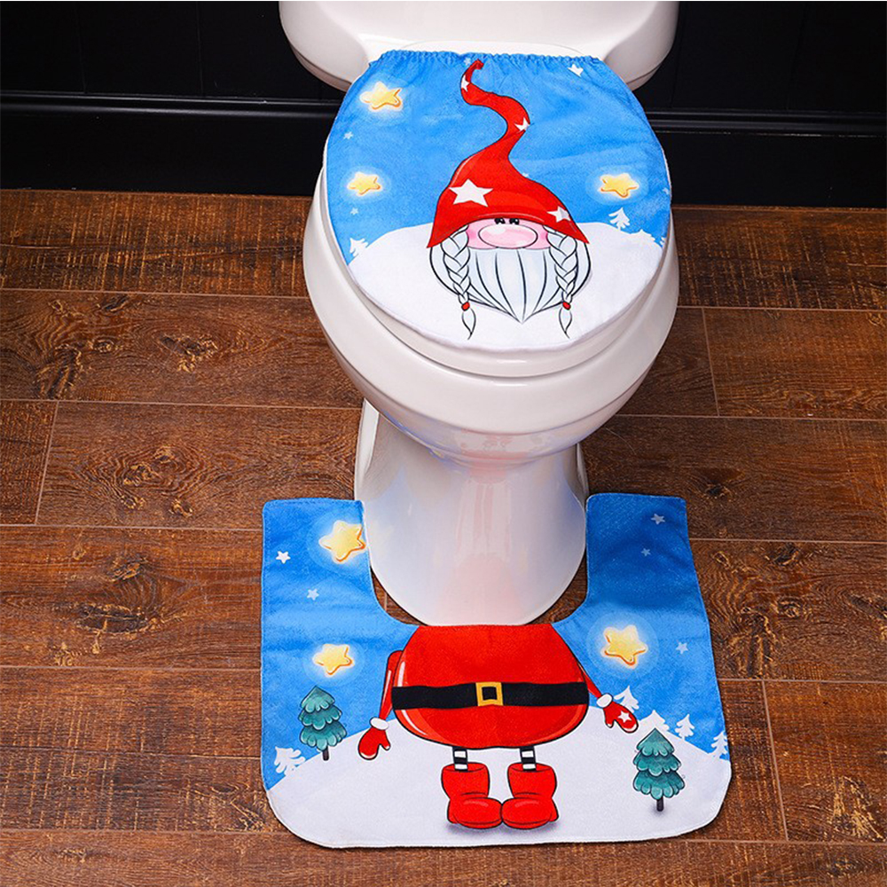 Christmas Rudolph Doll Toilet Seat Cover Set, promotional household item with logo imprint 3