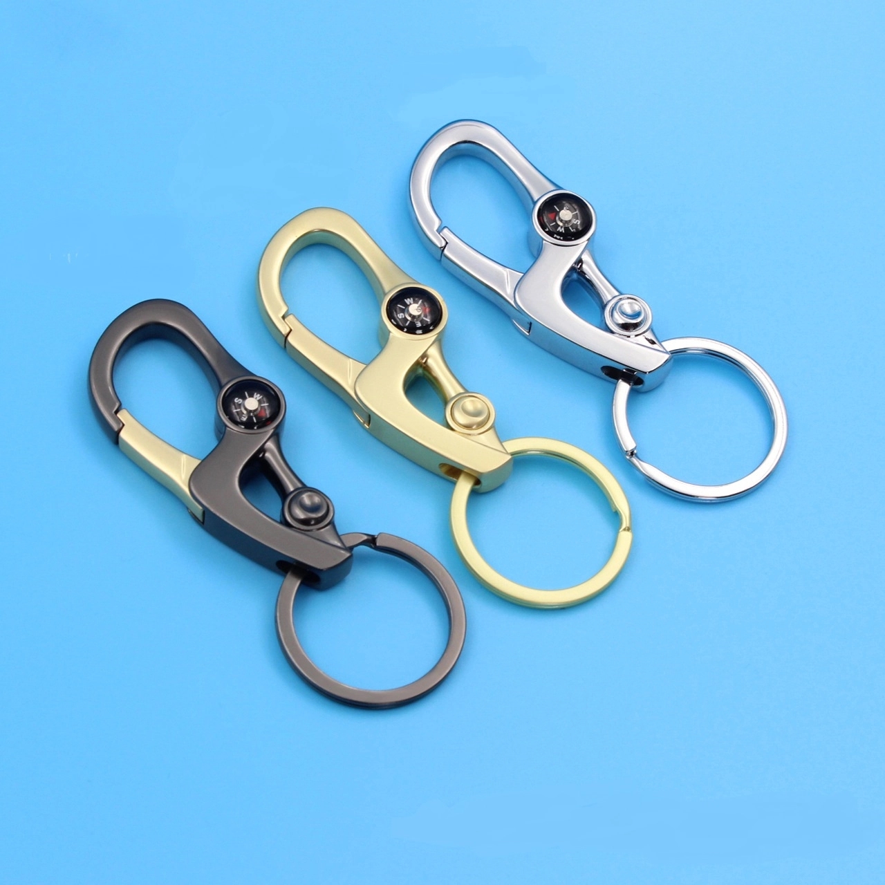 Metal Key Chain with Compass & Carabiner 2