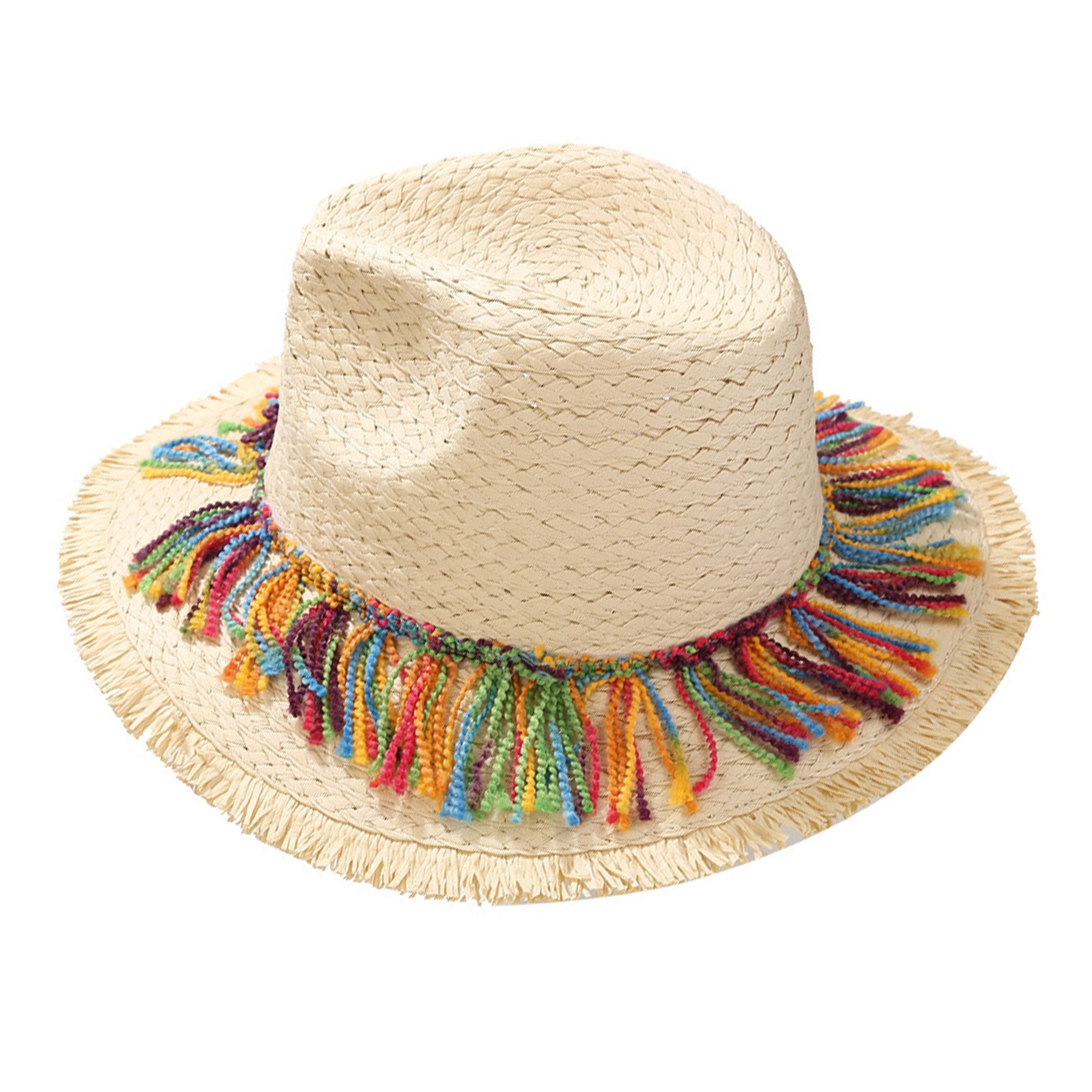 Kid'S Colorful Flow Sun Protective Wide Brim Straw Hats 1