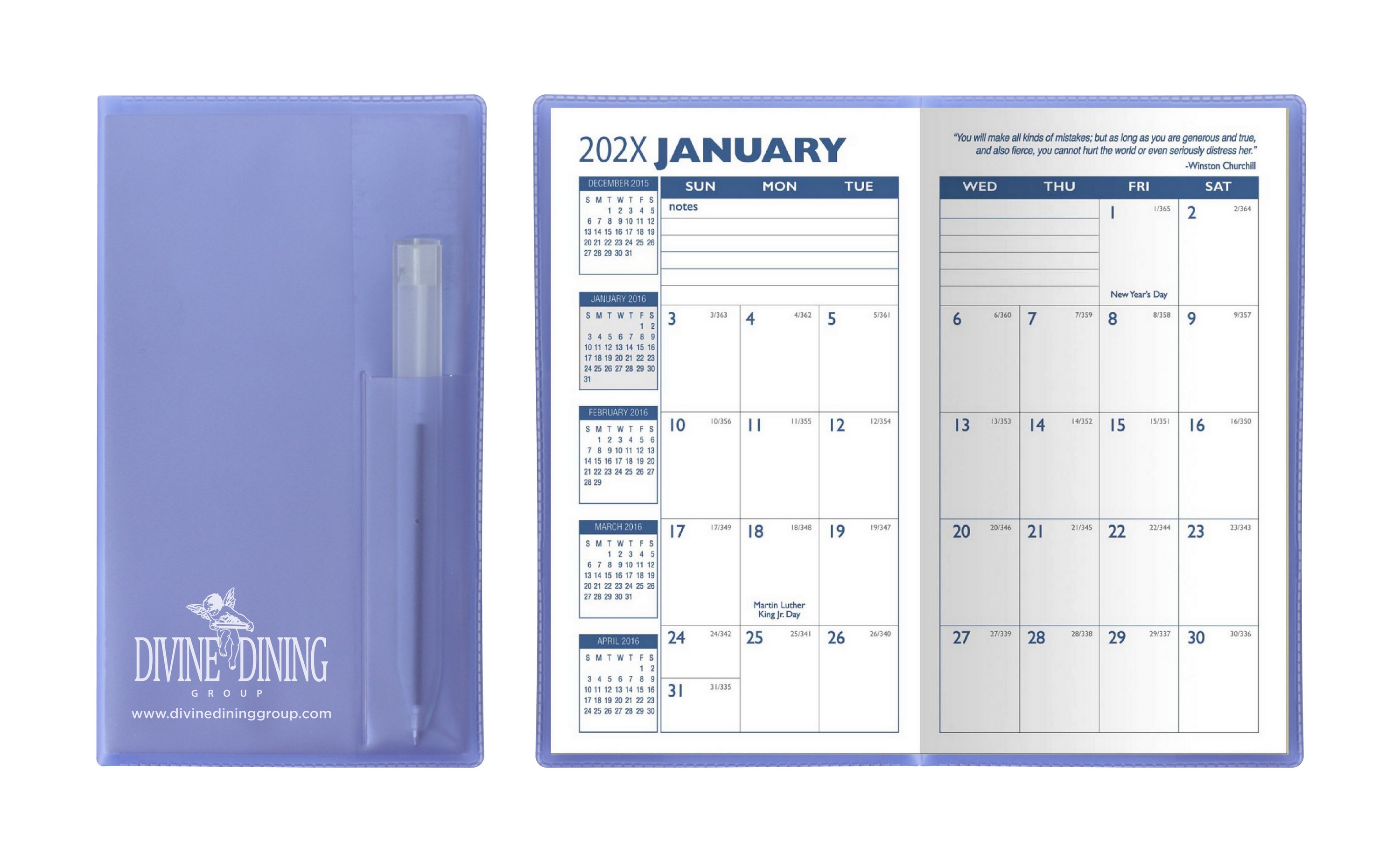 Translucent Vinyl Cover Monthly Planner with Flat Pen 8
