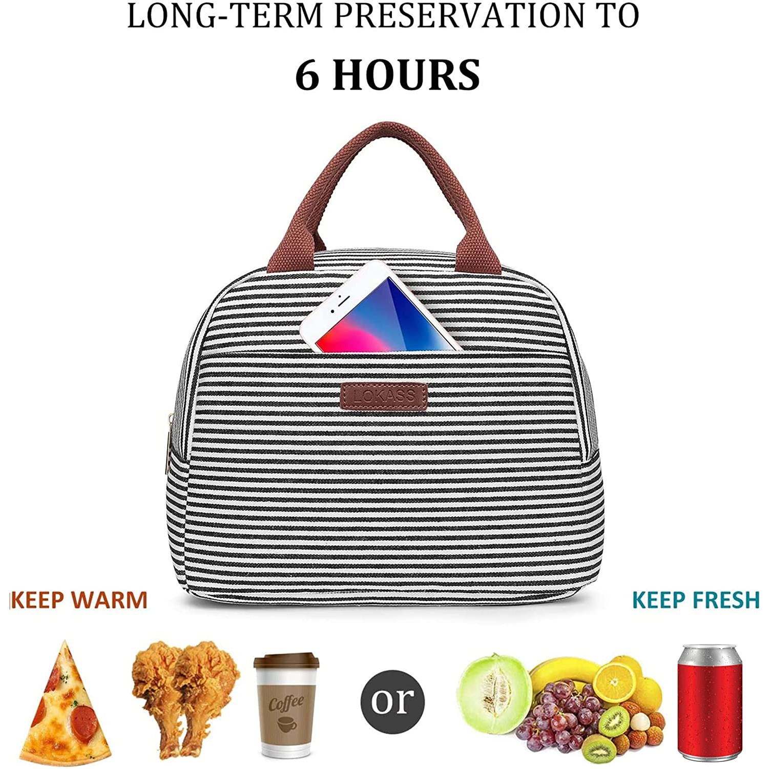 Thermal Insulated Lunch Bag Wide-Open Lunch Tote Bag Large Drinks Holder Durable Nylon Thermal Snack 1