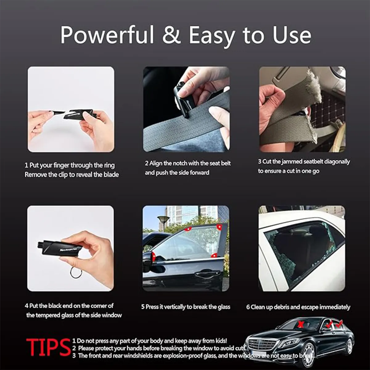 Portable Concealed Window Breaker Seat-Belt Cutter Key-Chain 4