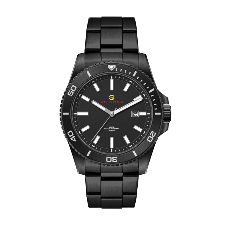 42.5MM,SS, SILVER CASE, BK BEZEL,  3-HAND MVT, DTE