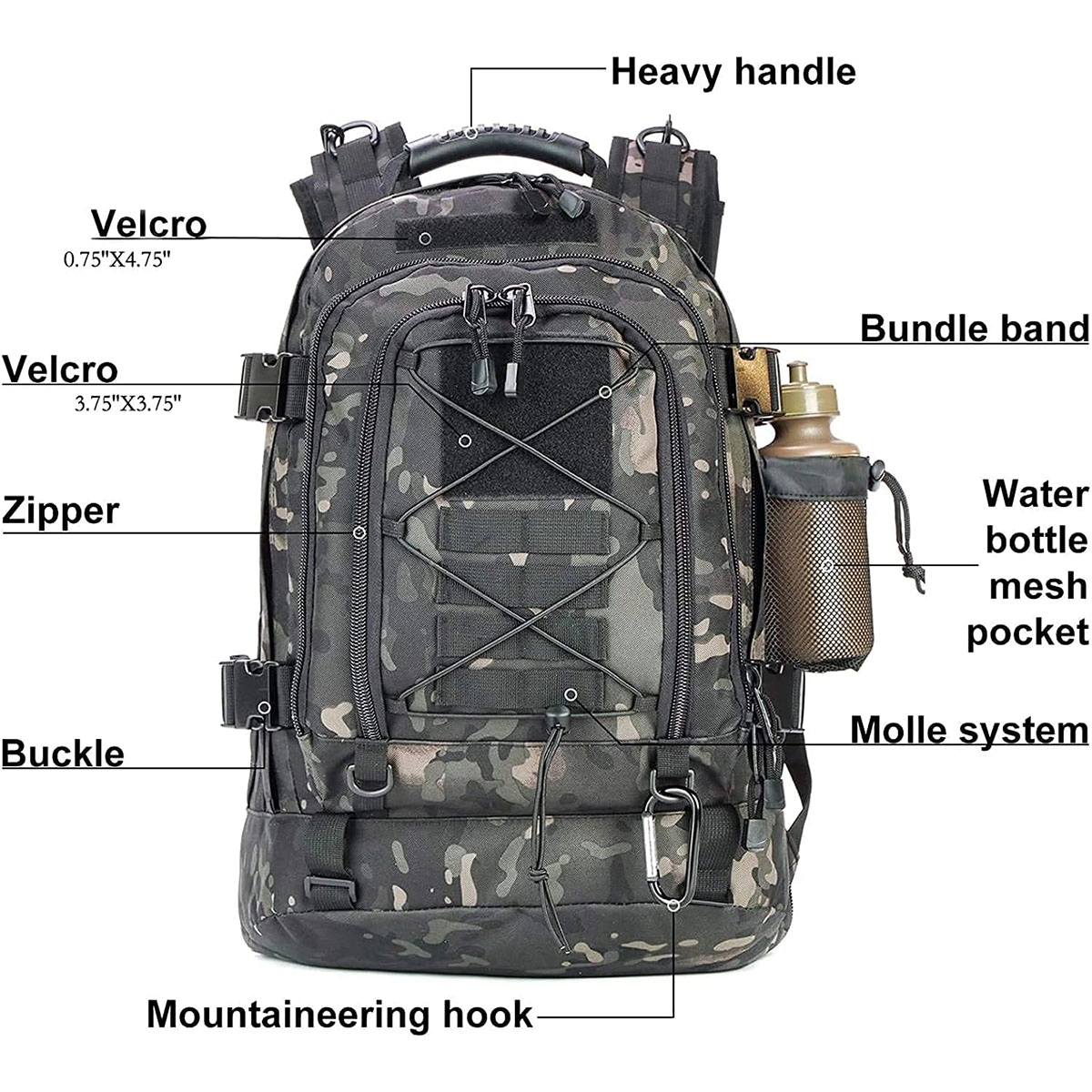 Large Capacity Military Tactical 39L-60L Backpack 6