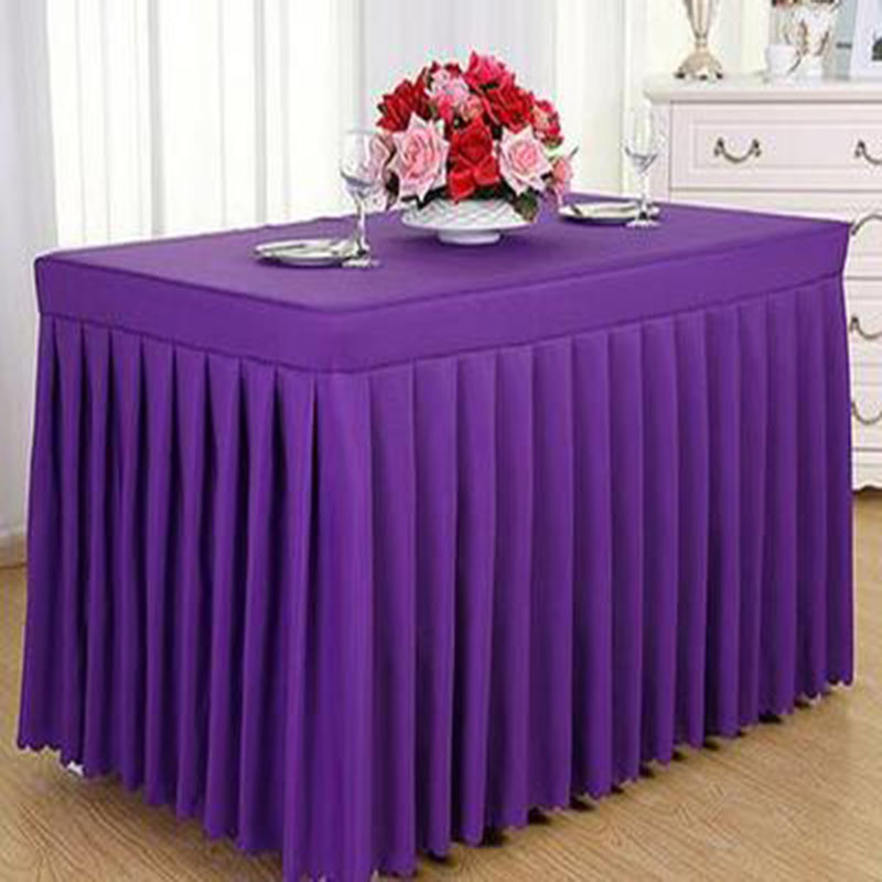 Rectangular Plain Color Thickness Table Skirt 9