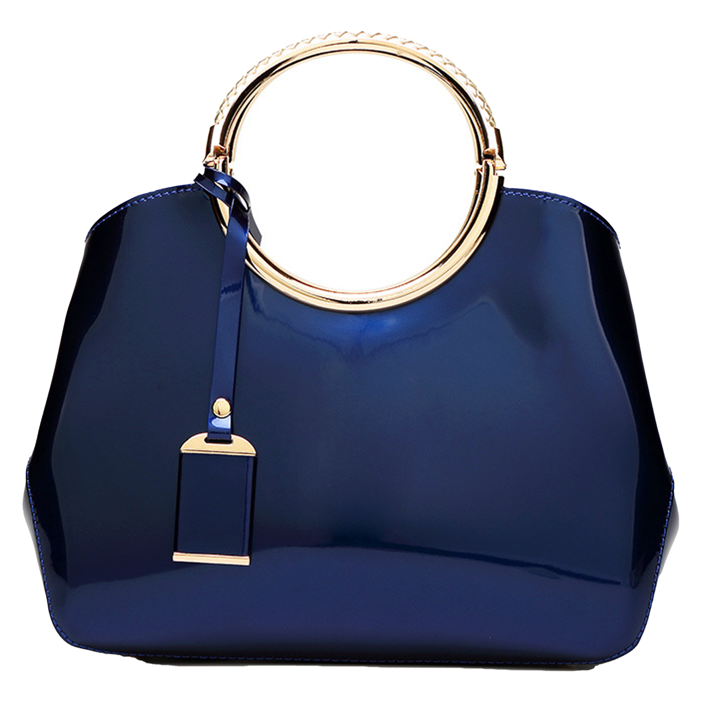 Pu Solid Color Glossy Handbag 3
