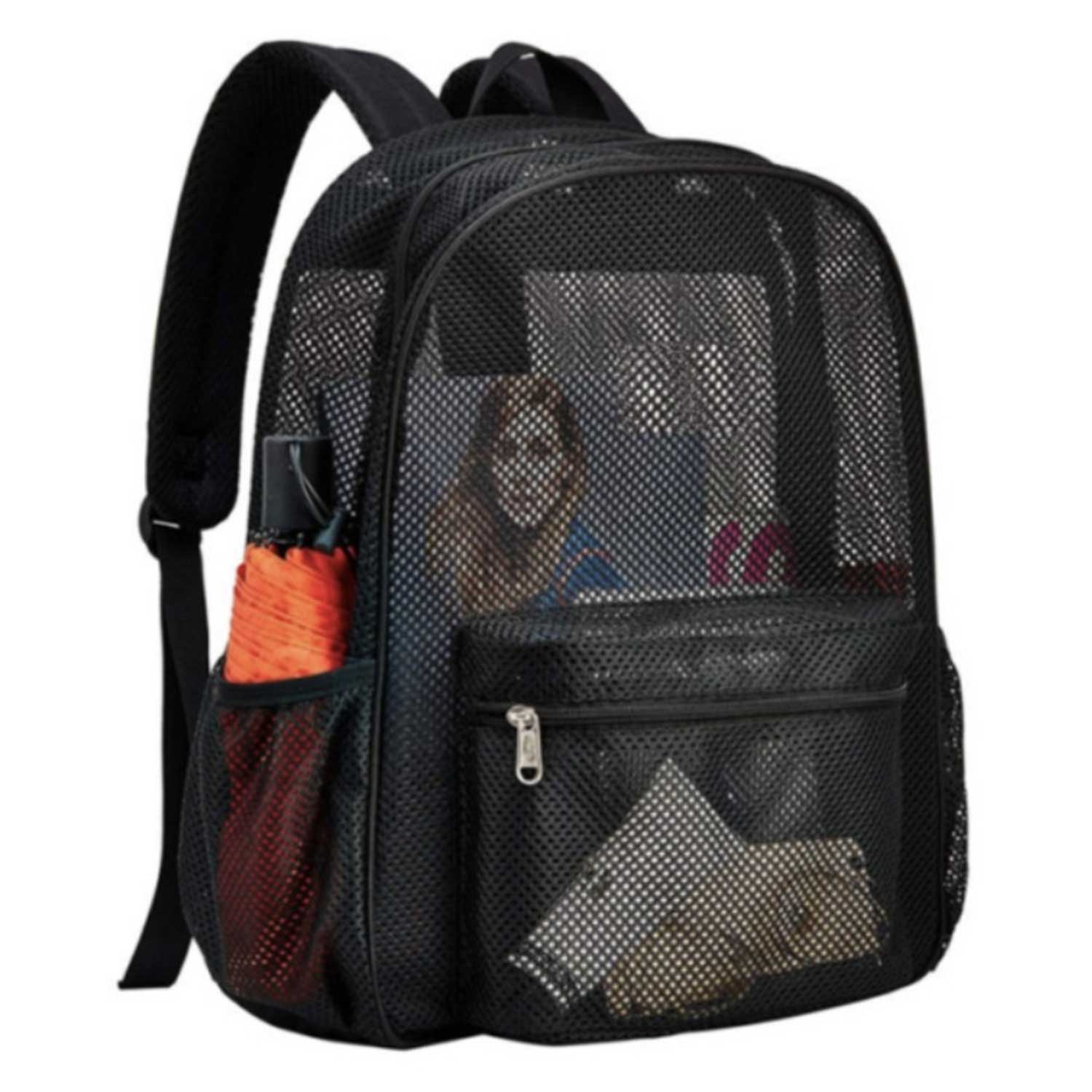 Durable, Lightweight & Portable Chic Black Mesh Backpack 7