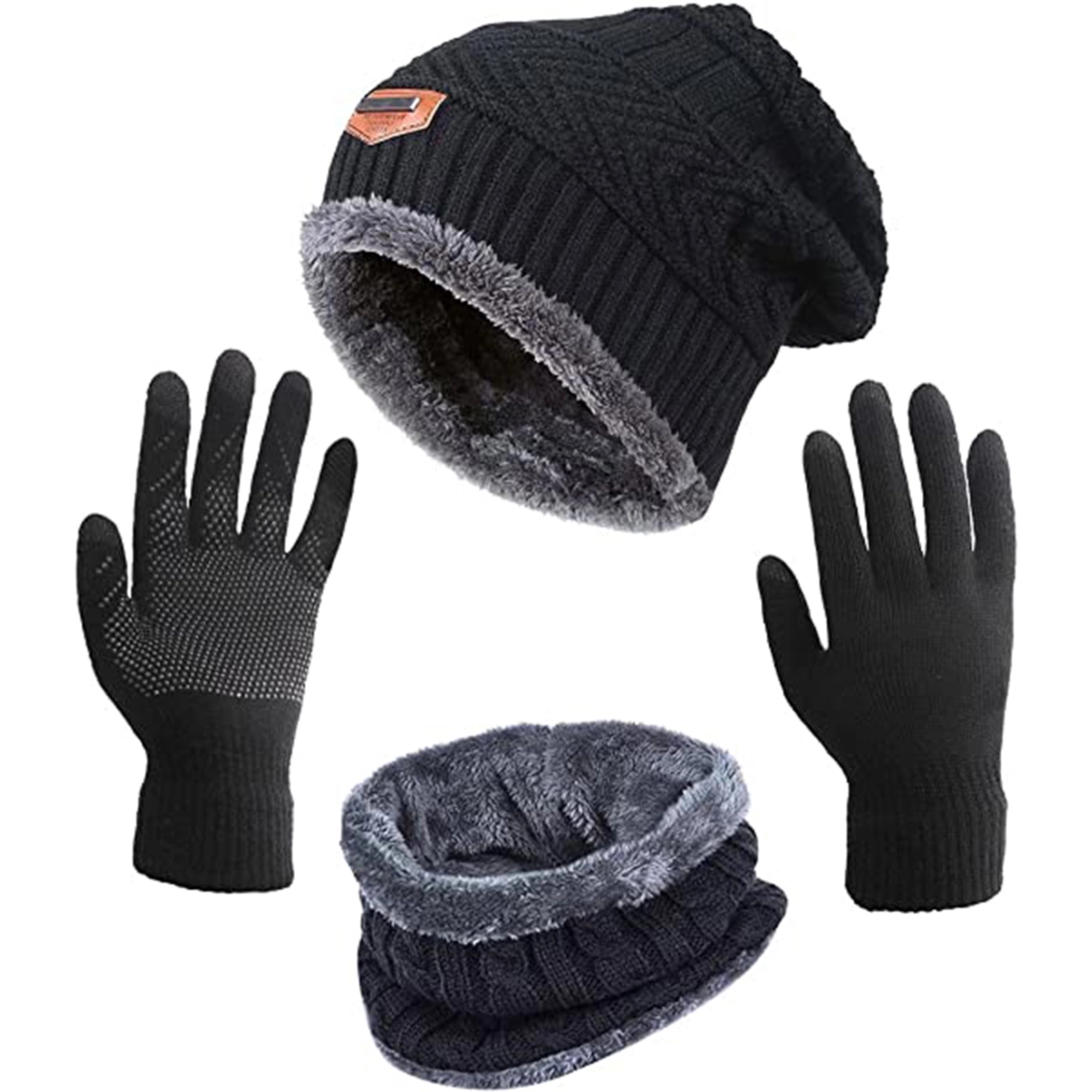 Winter Hat Scarf Gloves Slouchy Beanie Snow Knit Skull Caps 7