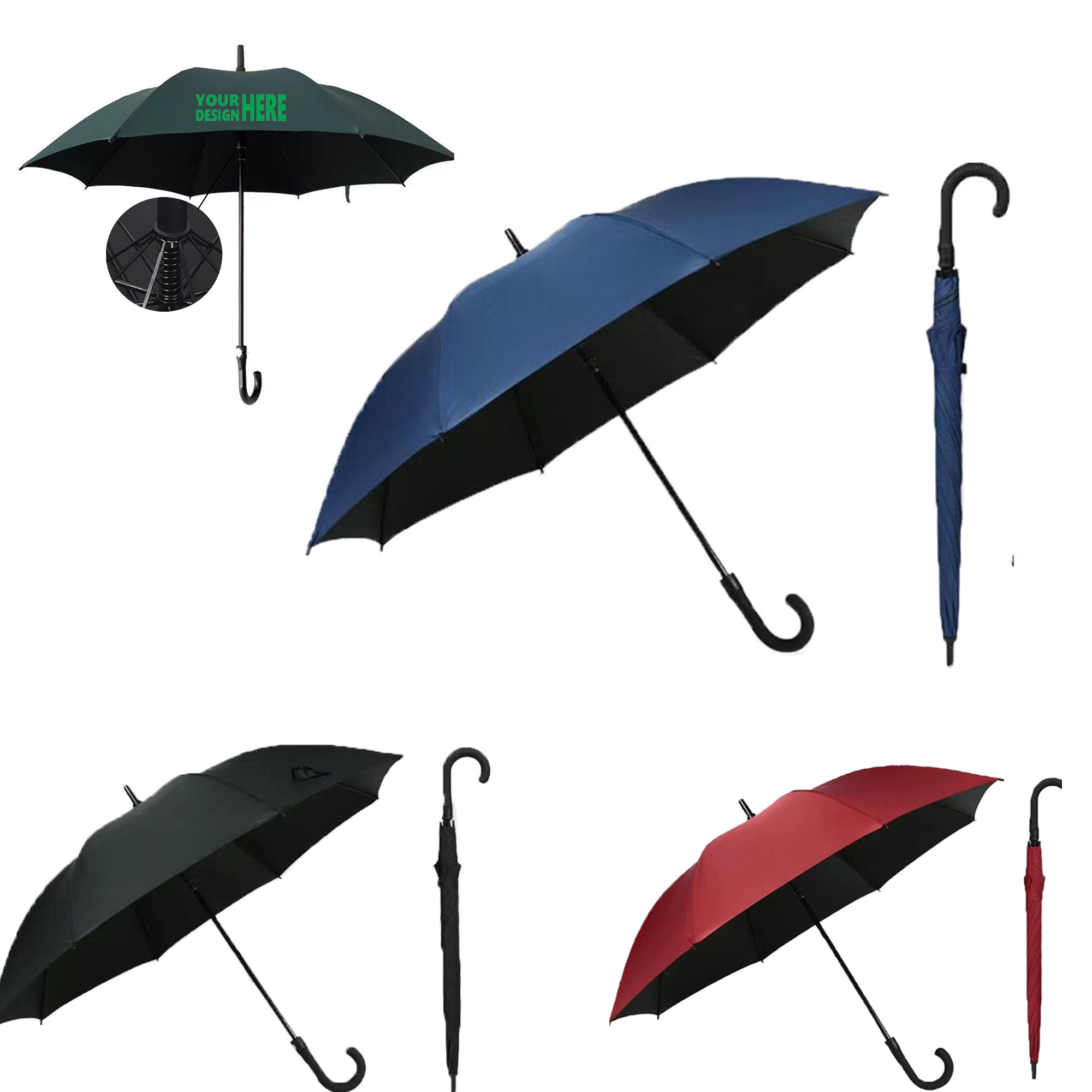 All-Fiber Golf Umbrella With Curved Handle 1