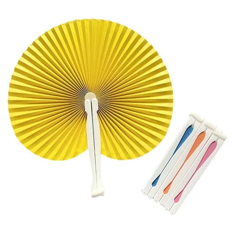 Decorative Foldable Paper Fan with Plastic Handle 2