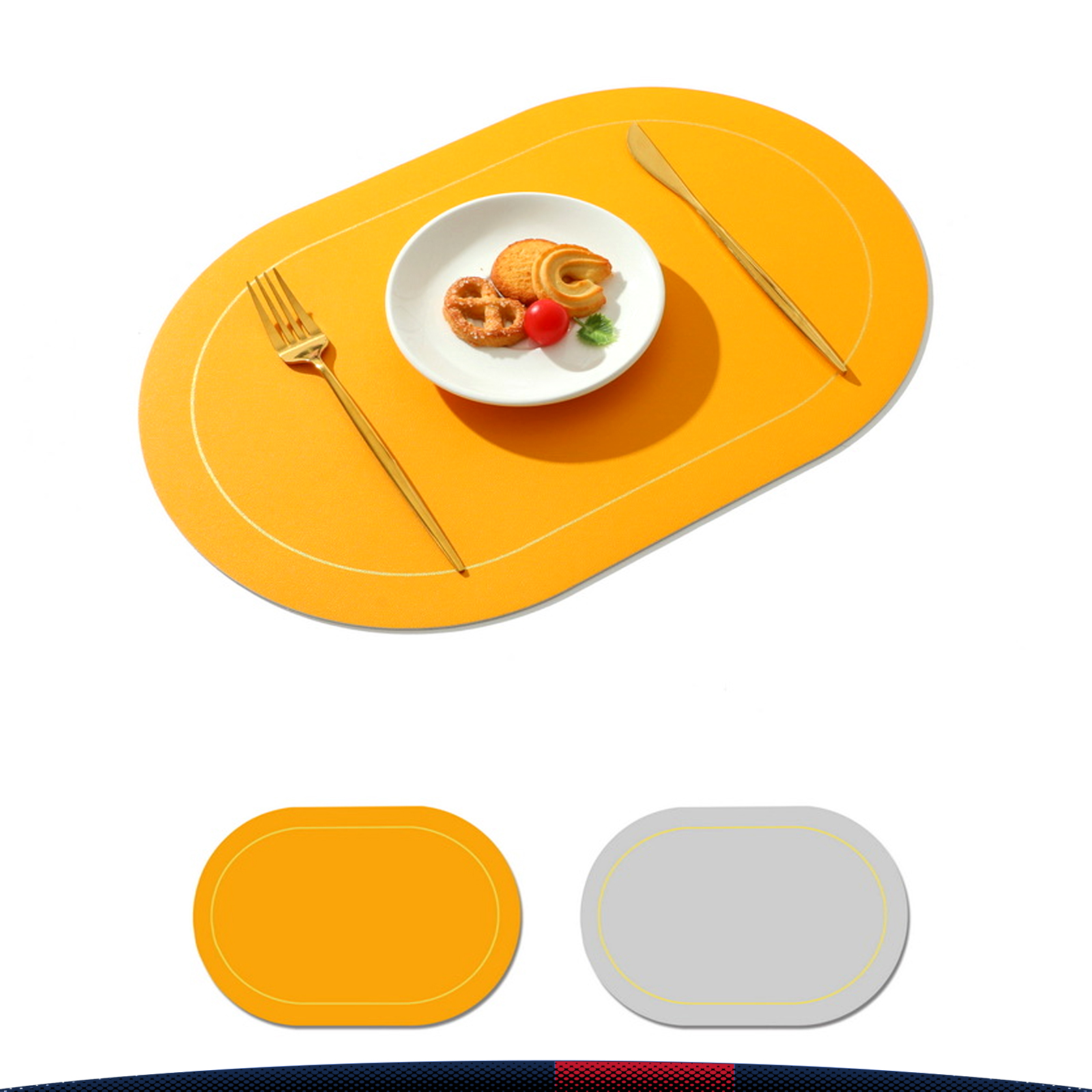 Double colors PU Leather Placemat 4