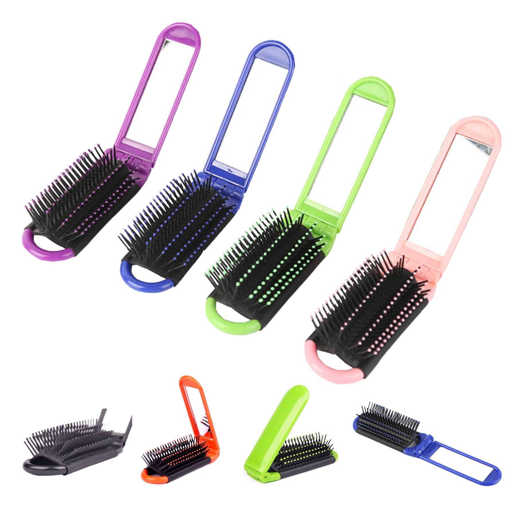 Folding Hair Comb With Mirror 1