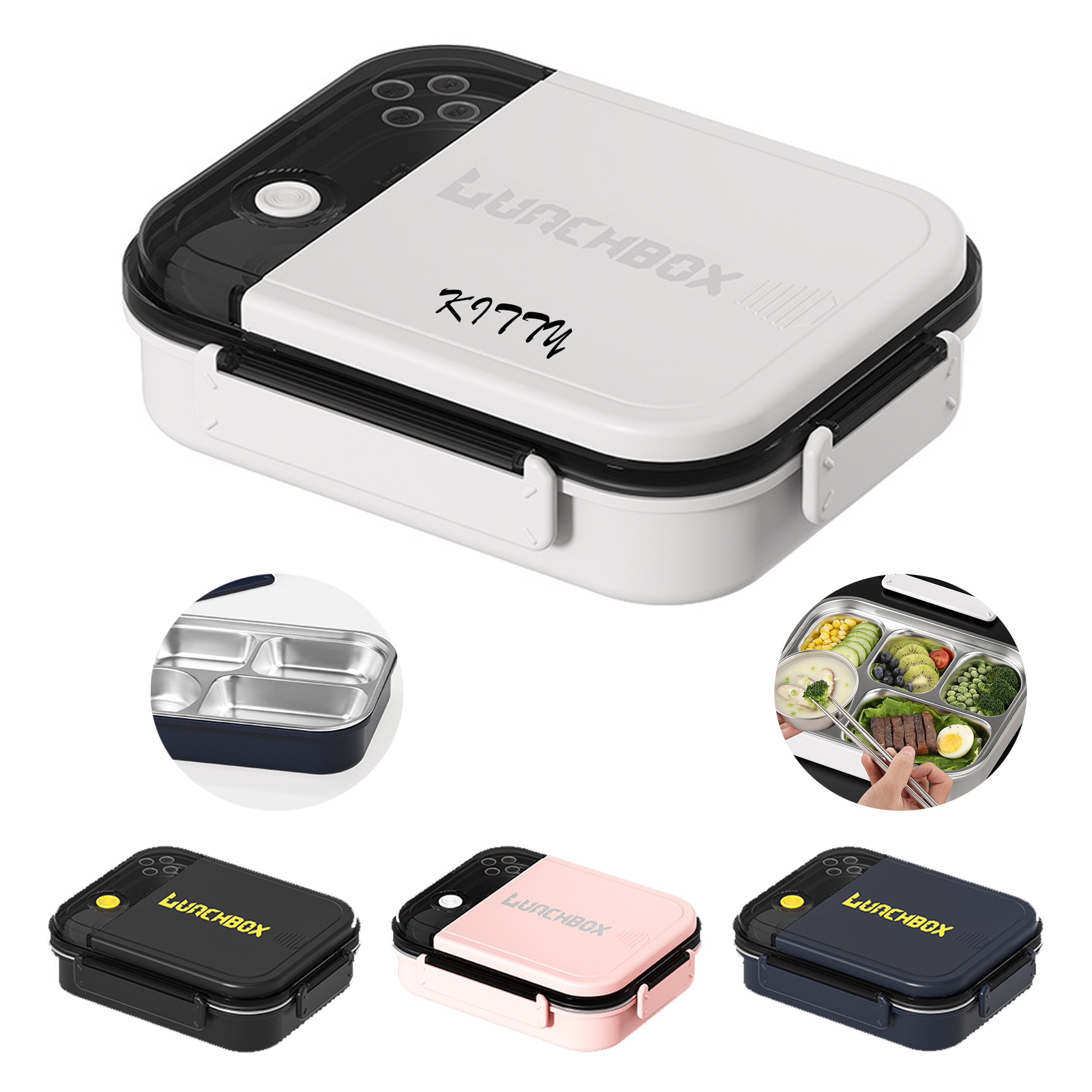 Stainless Steel 4-Compartment Lunch Box