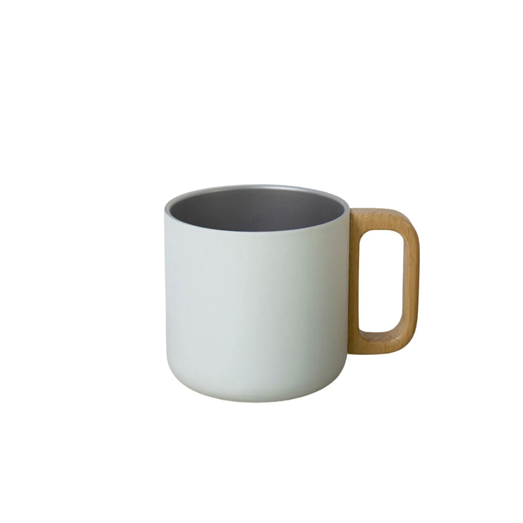 14oz Stainless Steel Double Layer Cup With Wooden Handle 2