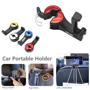 Automobile Headrest Bag Hanger With Phone Holder And Self Lock Switch 8