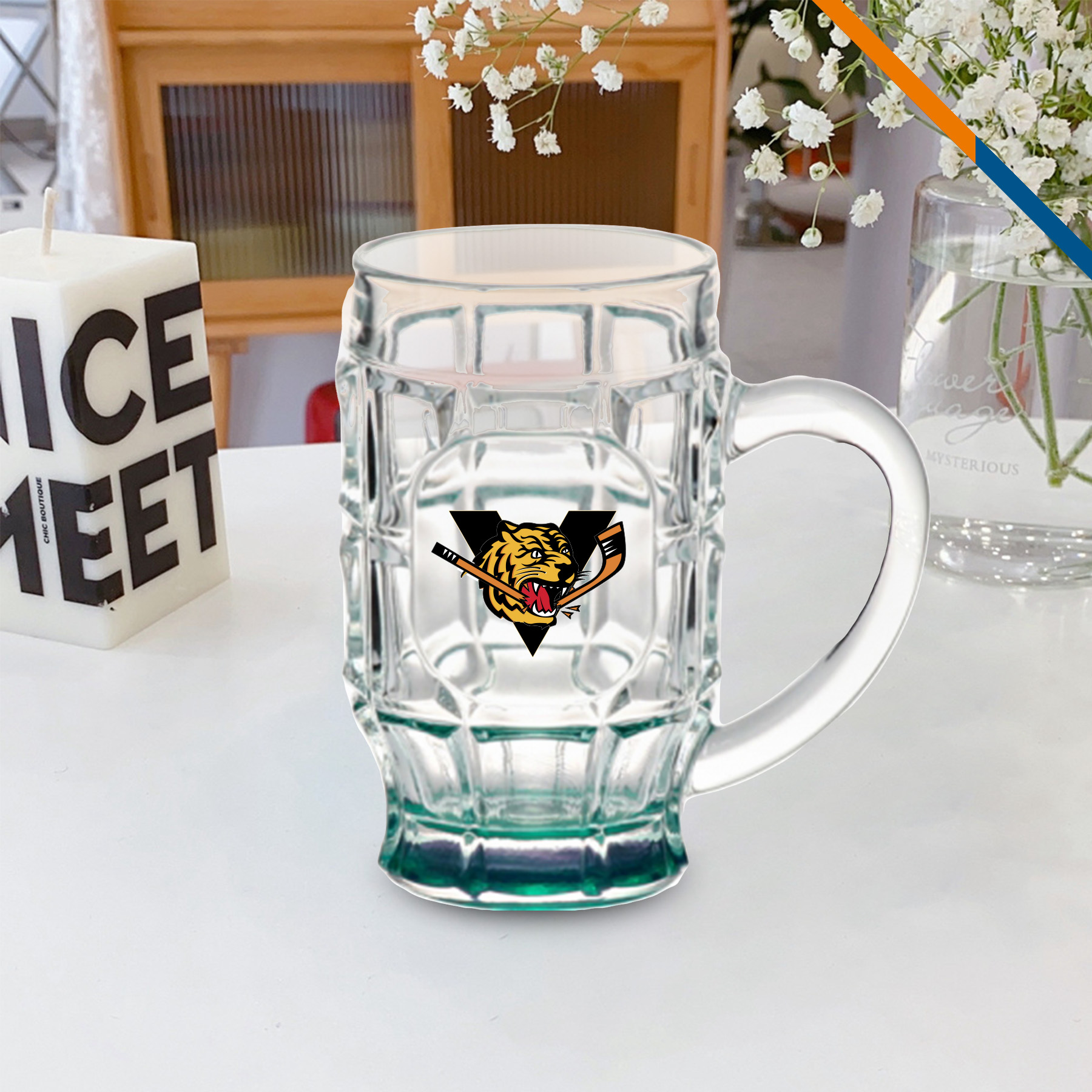 Durwin Dimpled Glass Beer Mugs - 17.75 OZ. 8