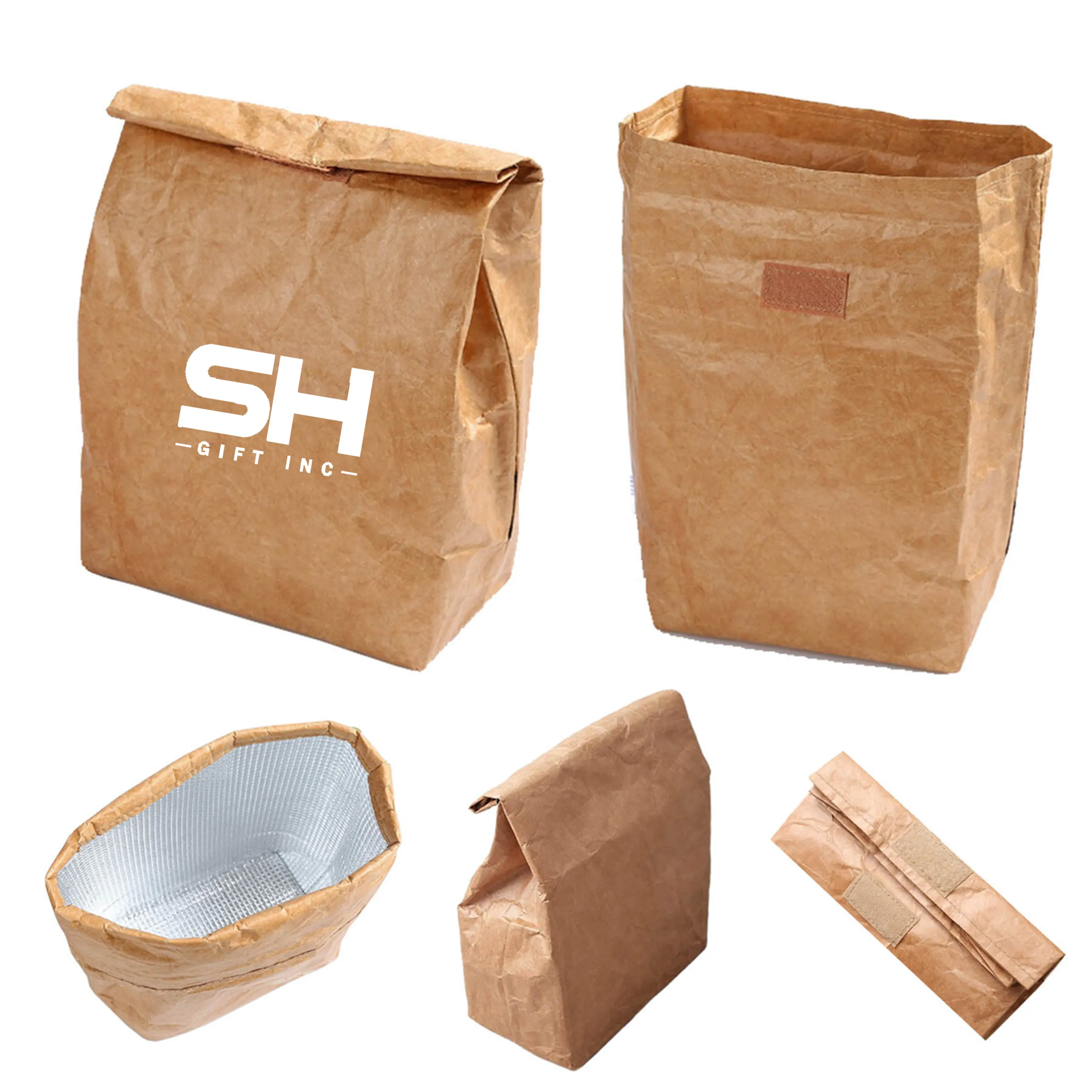 Insulated Brown Paper Lunch Bag Reusable 4