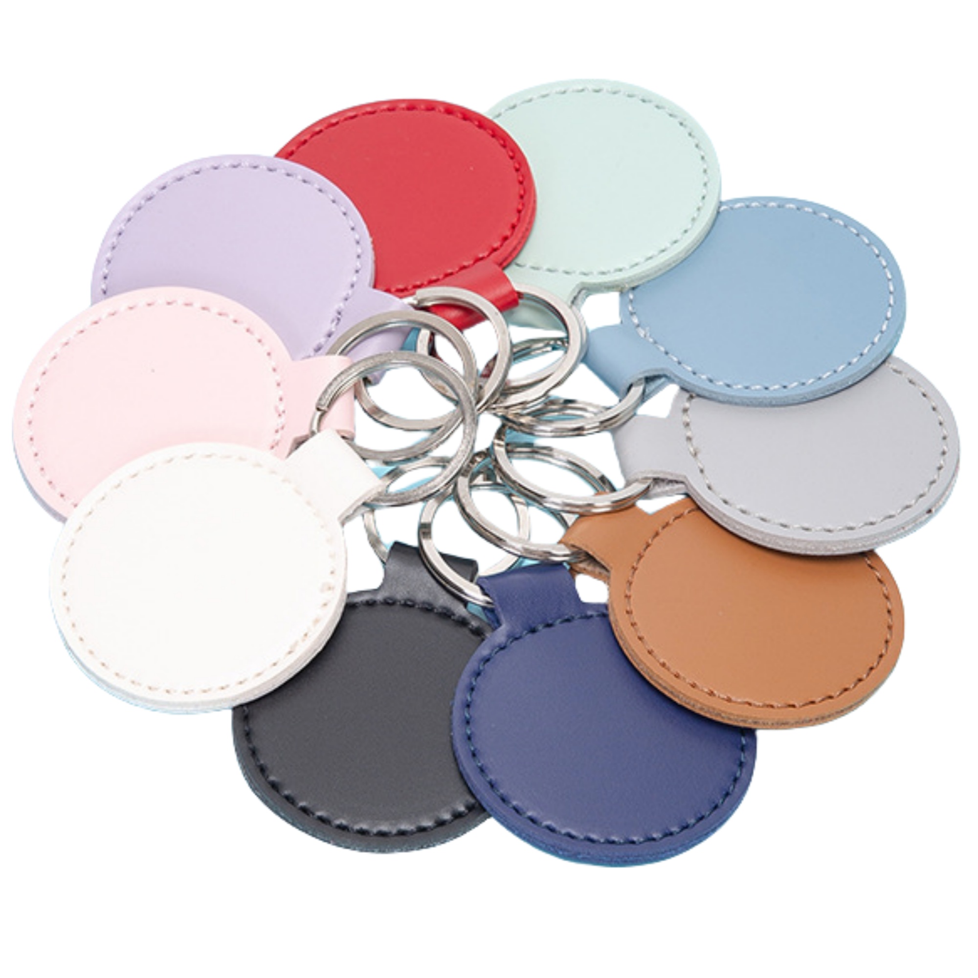 PU Leather Round Keychain 4