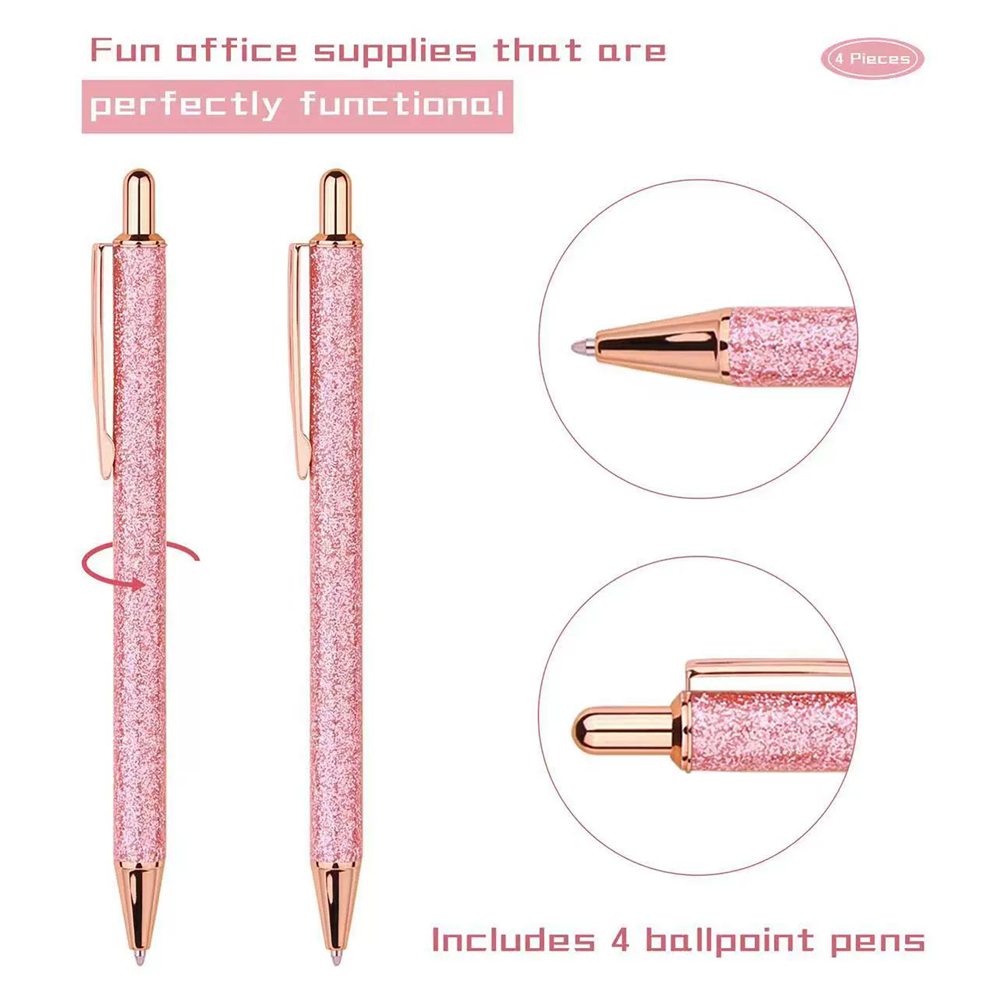 Cute Metal Ballpoint Pen Beautiful Love Glitter Powder Wrap 5