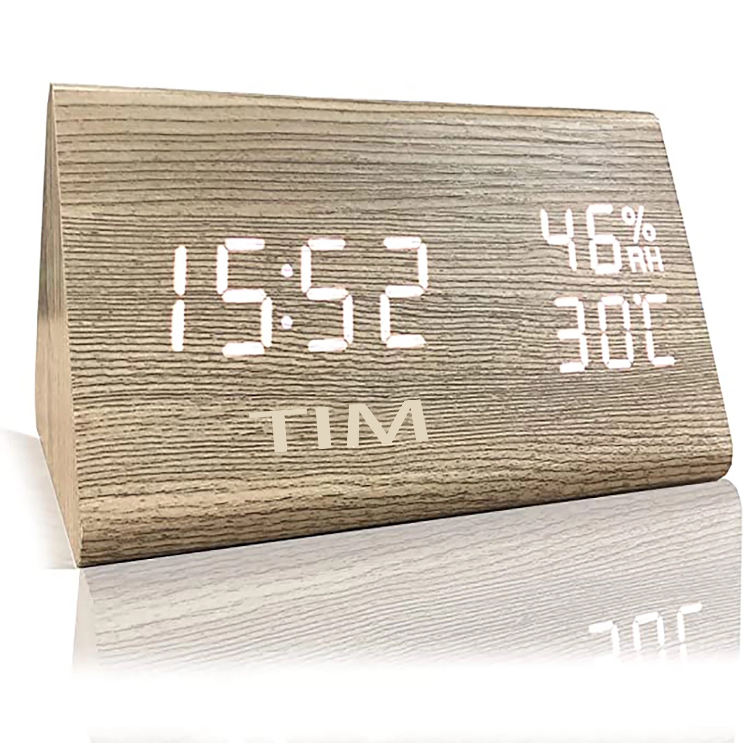 Humidity Temperature Wood Alarm Clock 1