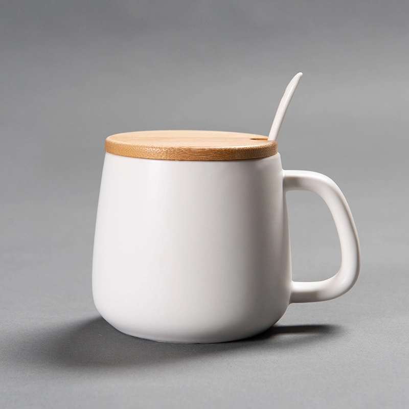 Custom Ceramic Coffee Mug With Bamboo Lid And Spoon 7