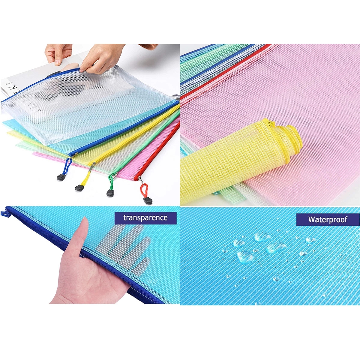 Waterproof Plastic Mesh Zipper Document Envelopes Folder 2