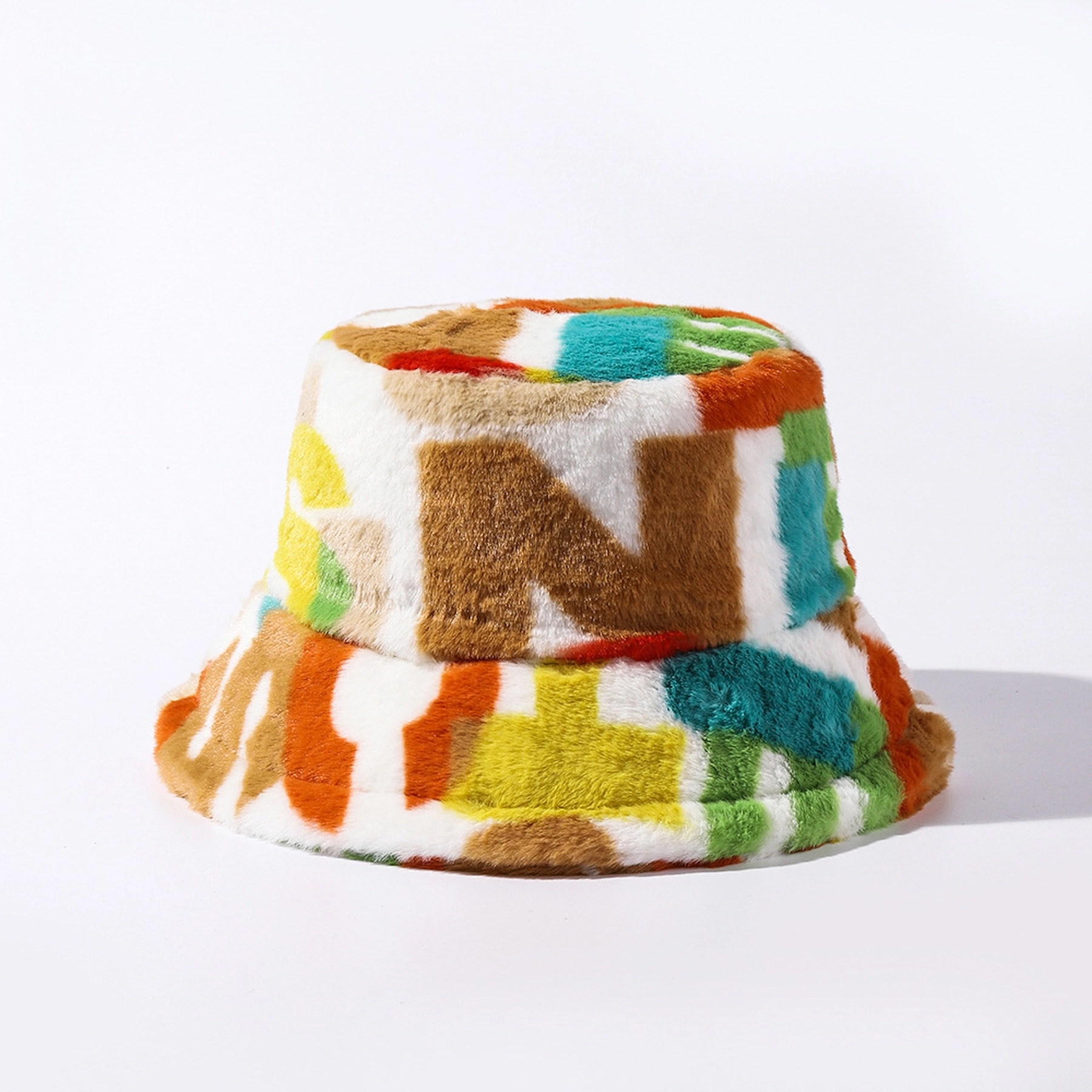 Color Block Fuzzy Bucket Hat 14