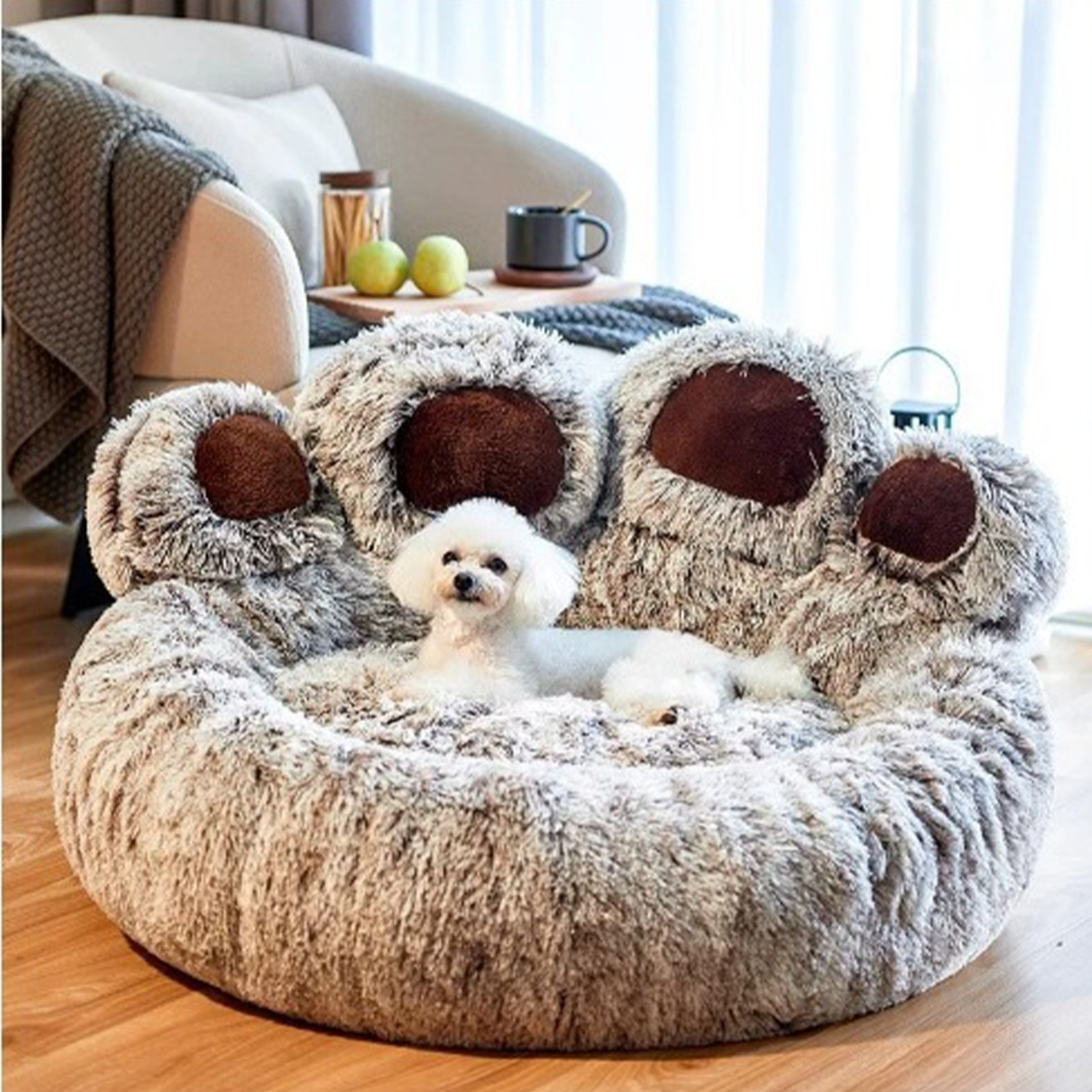 Paw Shape Long Plush Seasons Warm Cozy Pet Cat Dog Bed 1