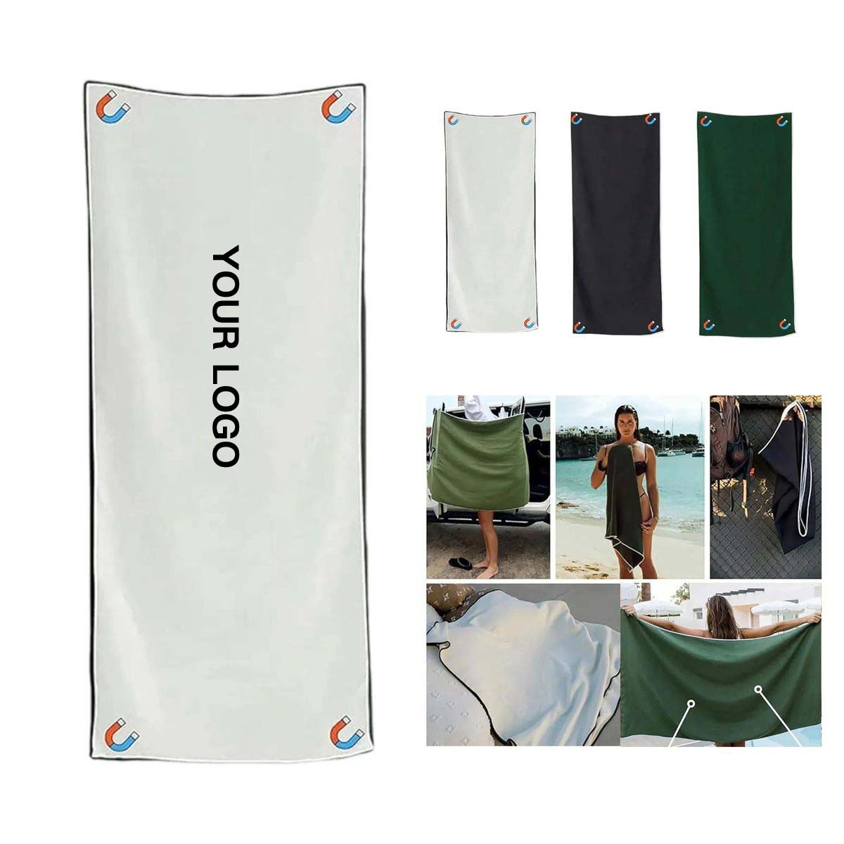 Quick Dry Outdoor Bath Towel with Magnets 4