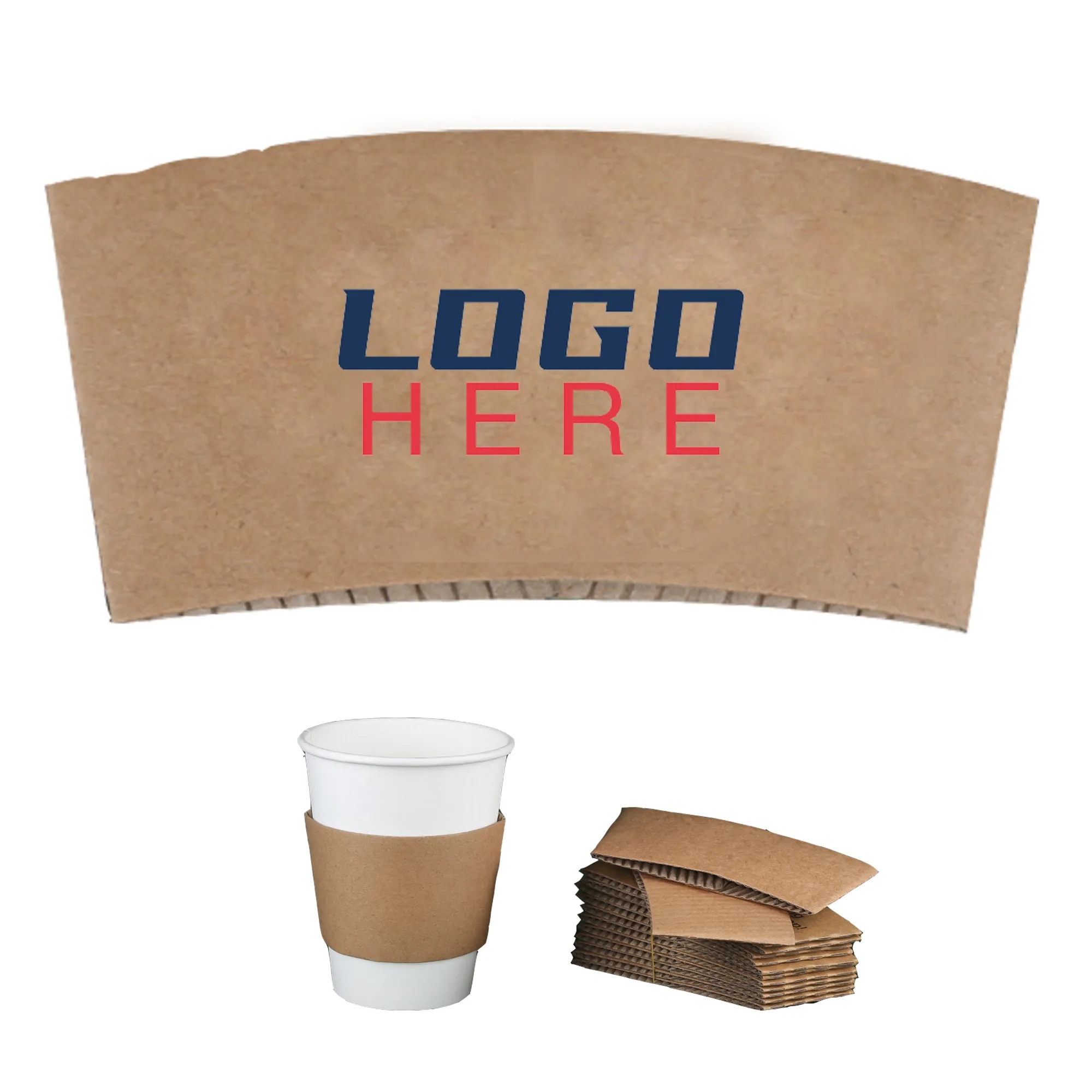 Corrugated Kraft Paper Coffee Cup Sleeves MOQ100pcs 3