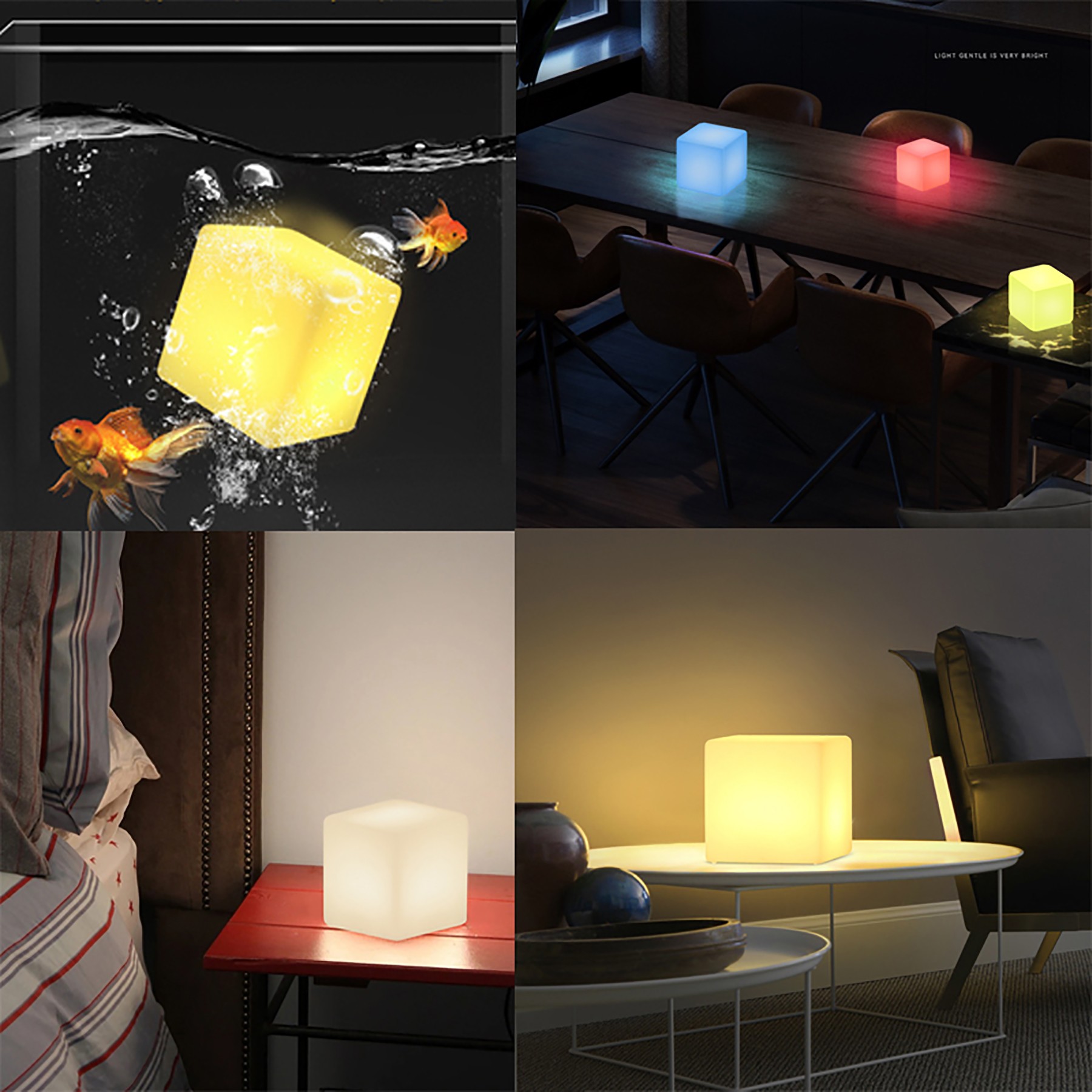 Square 16 Colors Led Light Rechargeable Night Light 4