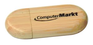 1 1/8" x 2 3/8" 8GB Bamboo USB Flash Drive with Rounded Corners 1