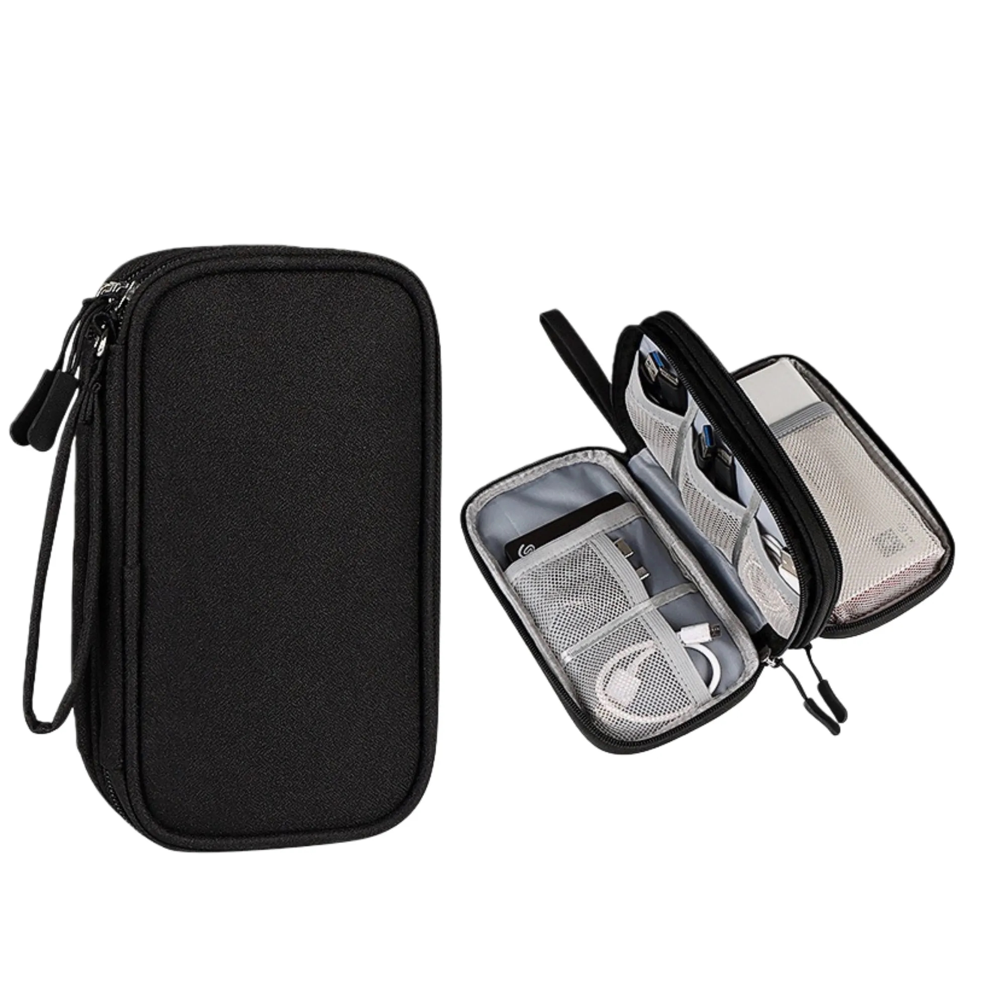 Double Layer Cable Organizer Bag Multiple Pockets For Travel 4