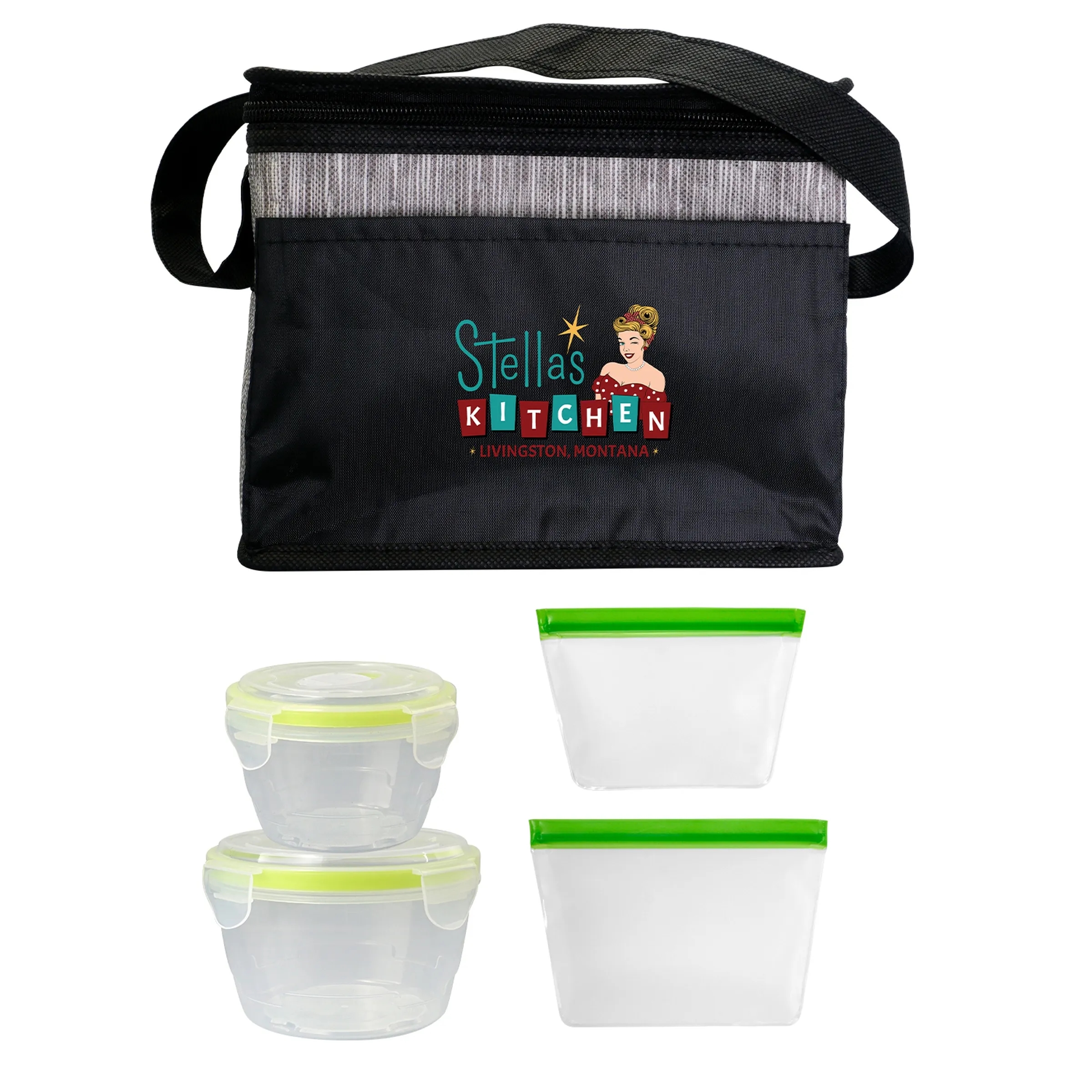 Black Graph Nested Bagged Lunch Set 14