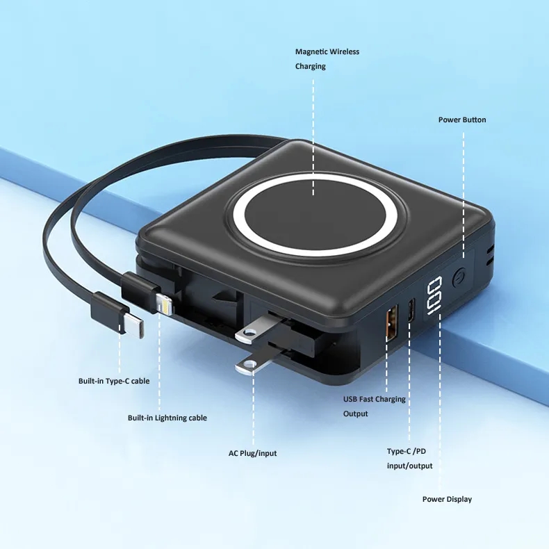 15000mAh 15W Wireless Charging Power Bank with AC Wall Plug 4