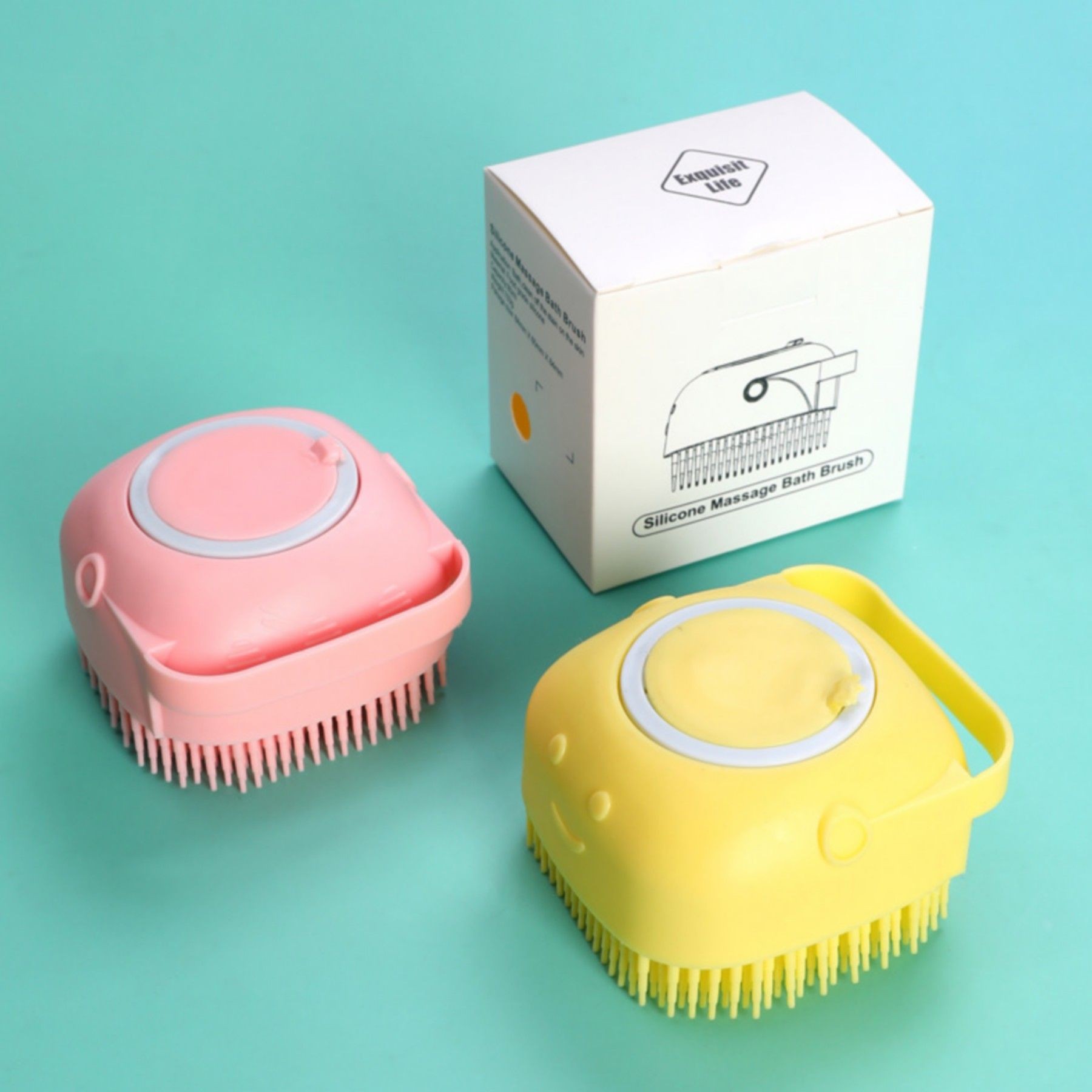 Pet Bath Silicone Brush With Soap And Shampoo Dispenser 3