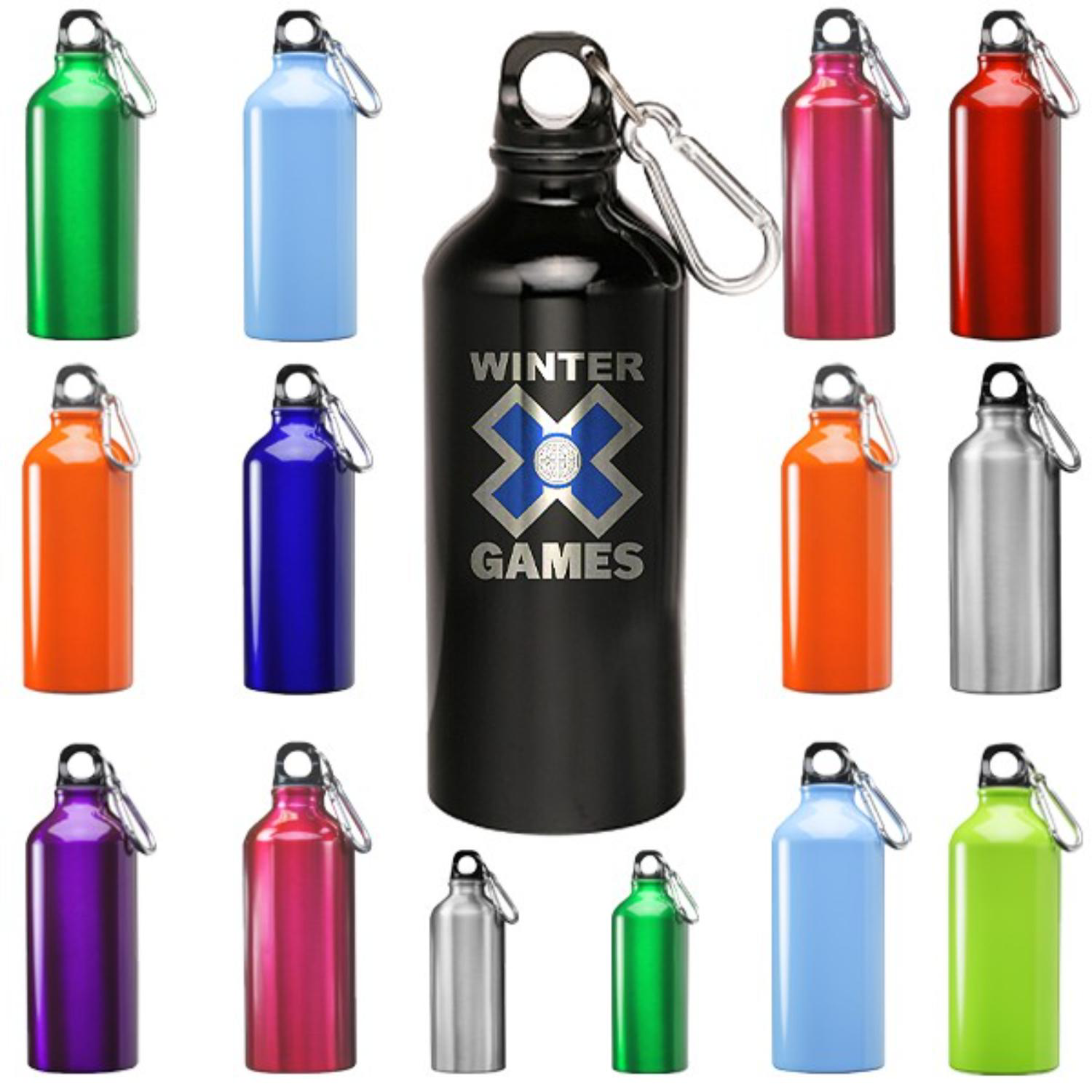 Sporty Aluminum Water Bottle w/ Carabiner 20 oz Bottles 6
