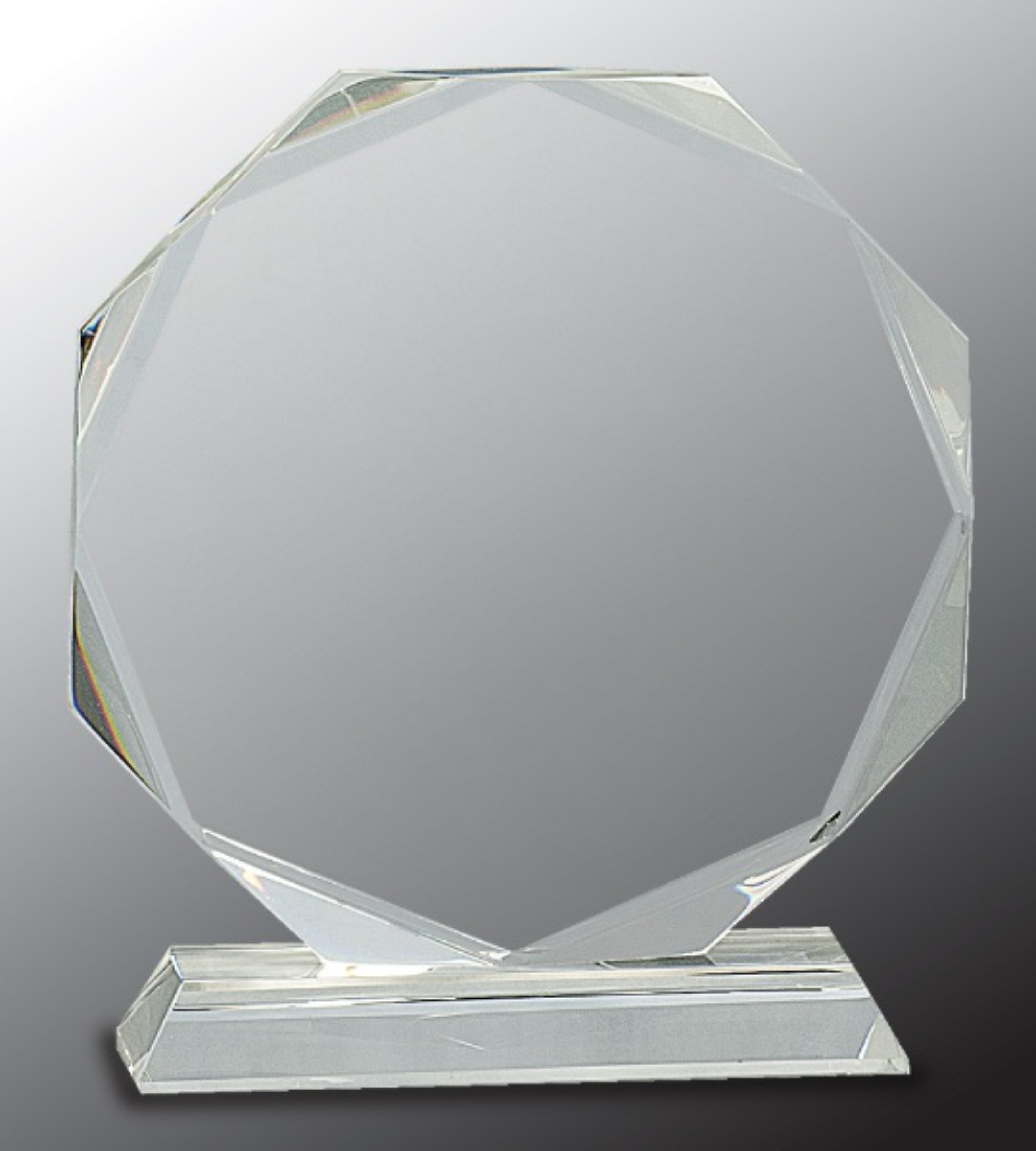 7 1/4" Clear Crystal Octagon Award on Clear Pedestal Base 3