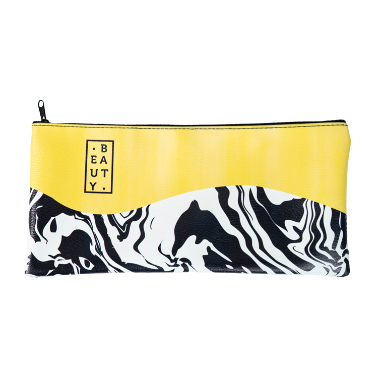 Wide Vegan Leather Flat Full Color Amenity Pouch 1