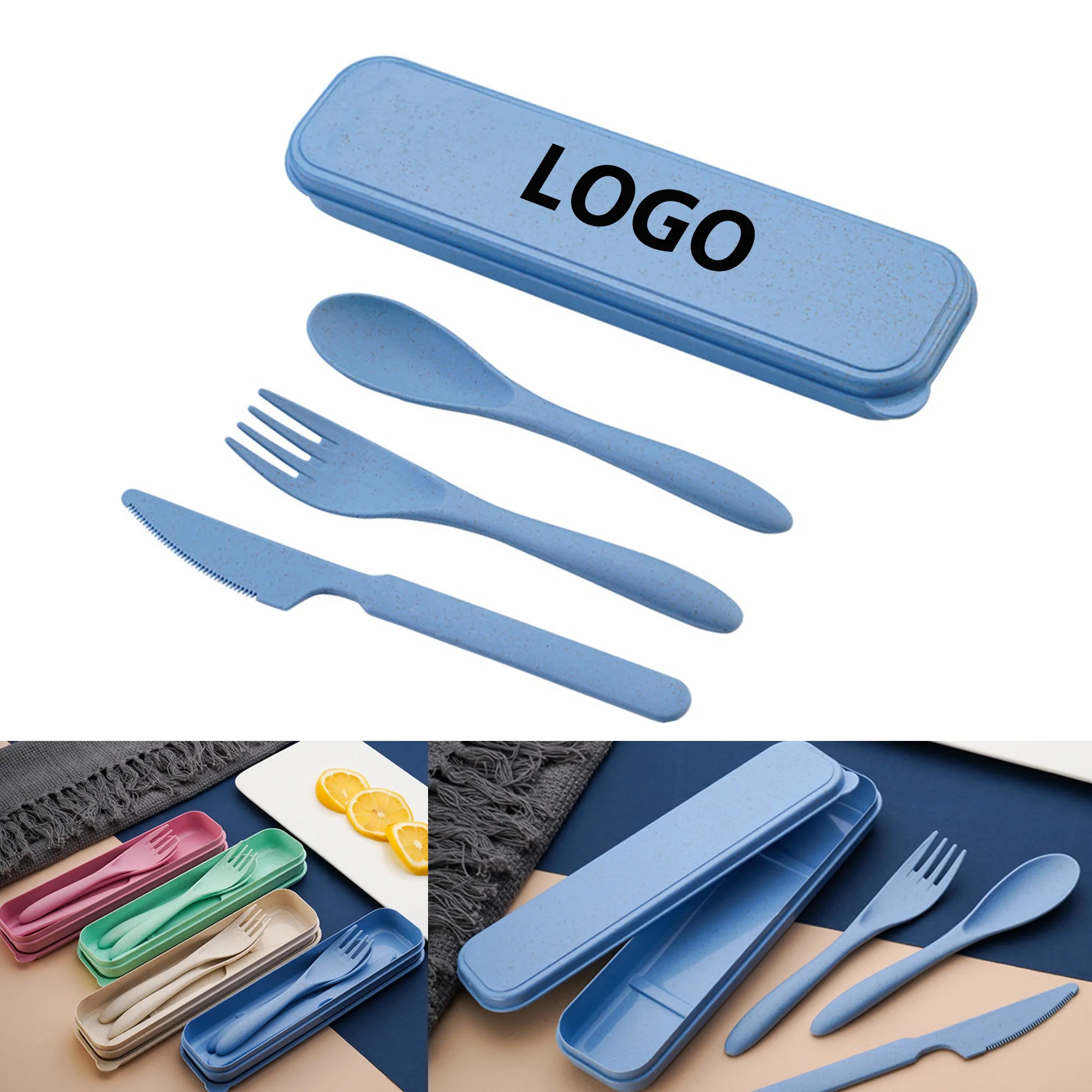3 in 1 Reusable Wheat Straw Cutlery Set 4