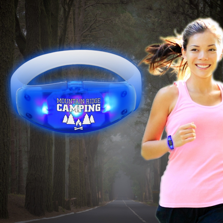 Sound Activated Blue LED Stretchy Bangle Bracelets(Pad Print)