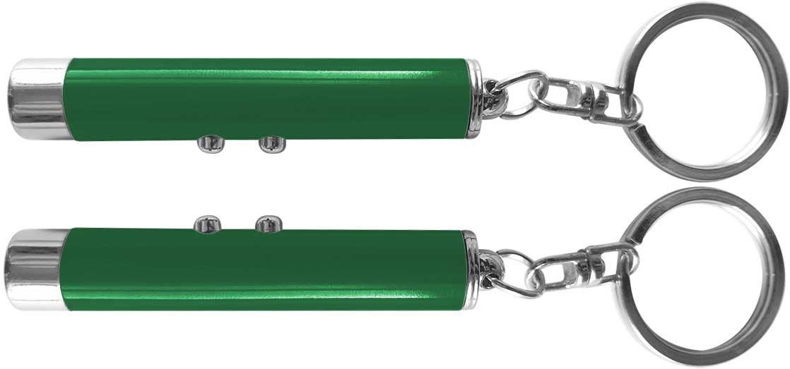 Dual function laser pointer and super bright LED flashlight with keychain. 13