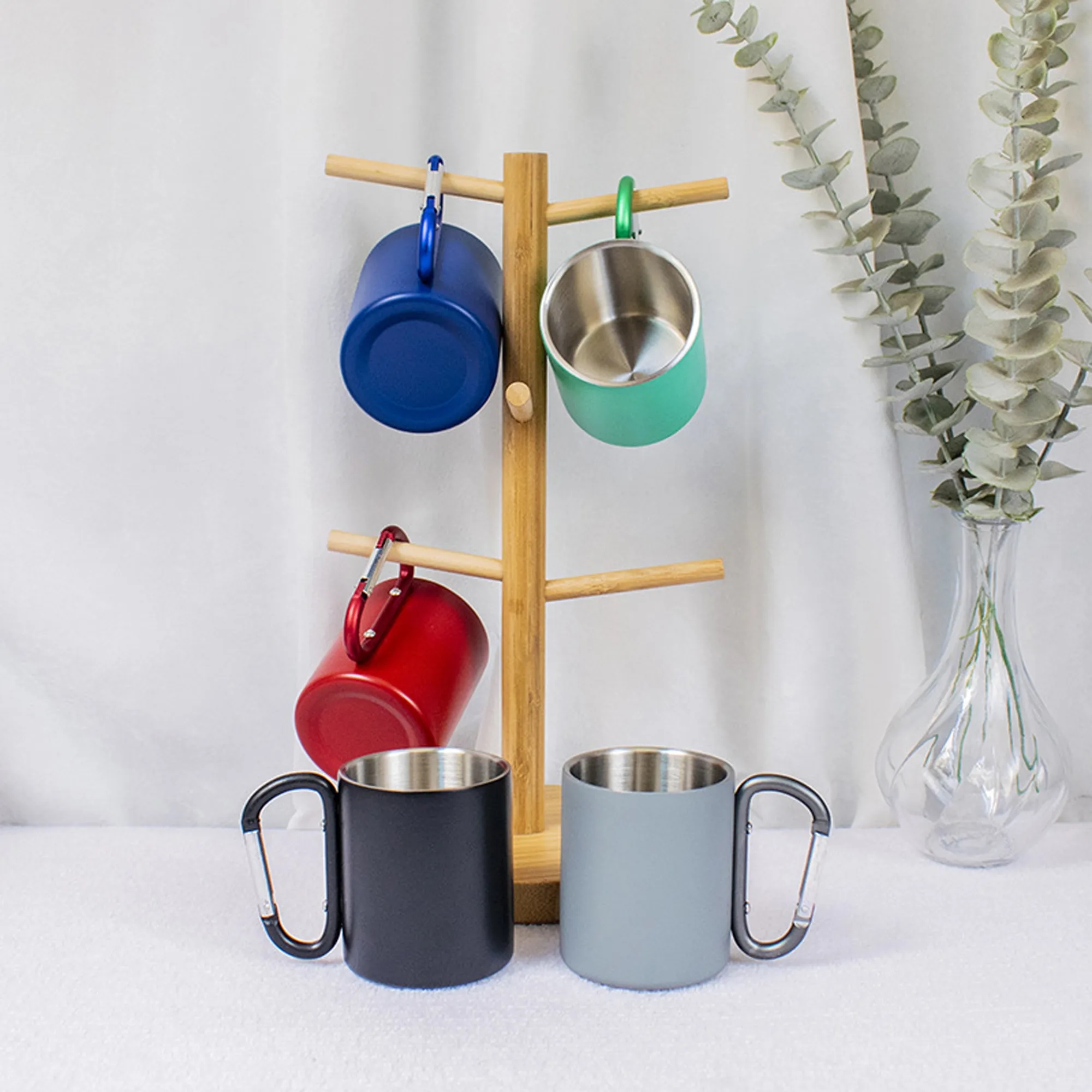 7.5oz Outdoor Cup Camping Mug With Mountaineering Buckle MOQ 2