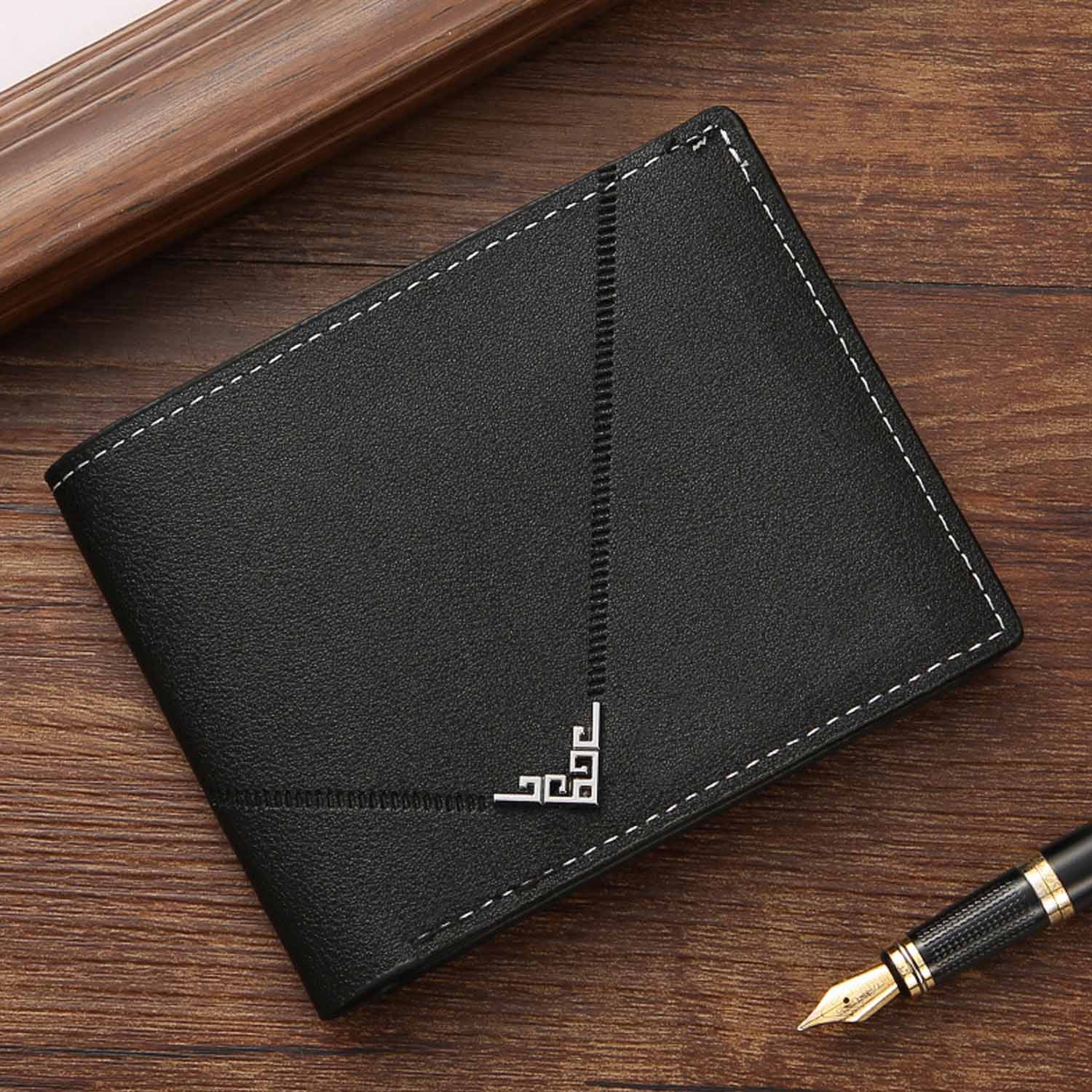 Large Capacity Mens Short PU Leather Wallet 5