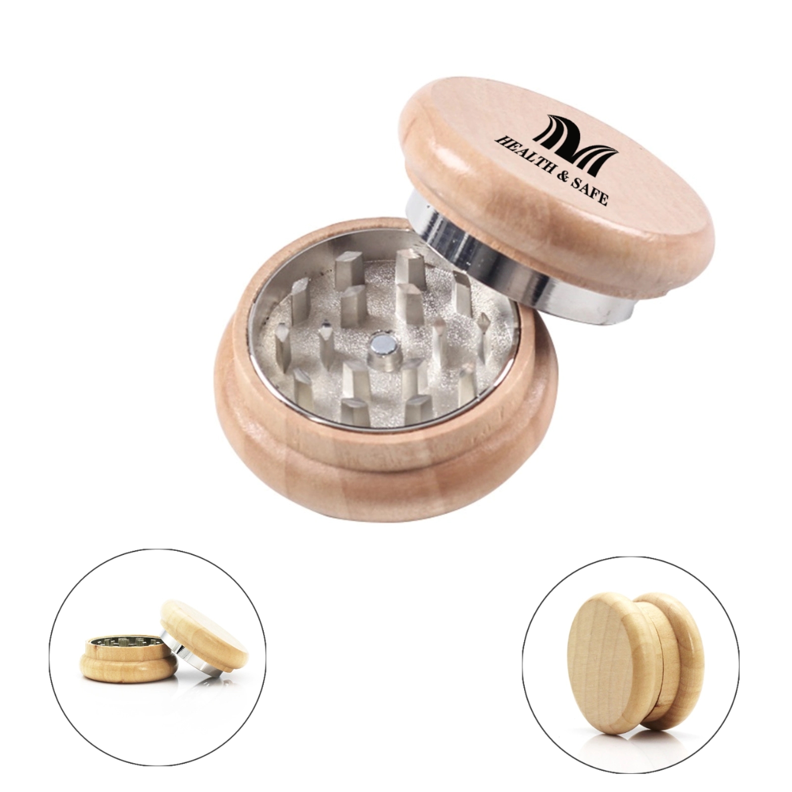 Two-Layer Solid Wood Magnet Smoke Grinder 1