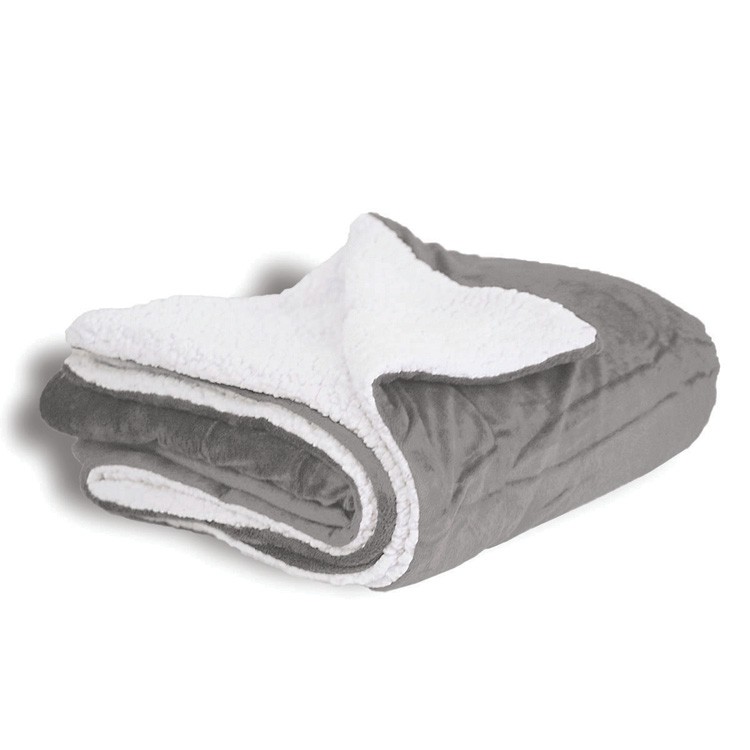 Oversized Gray Sherpa Blanket 1
