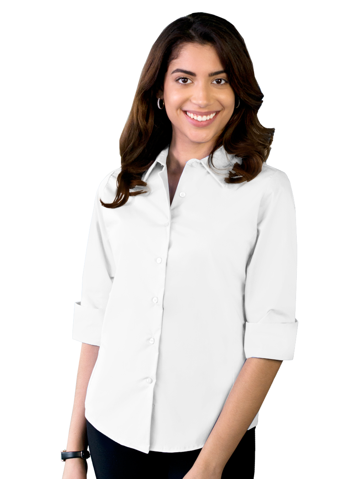 Blue Generation - Women's Pocketless 3/4-Sleeve Stretch Poplin Shirt 20