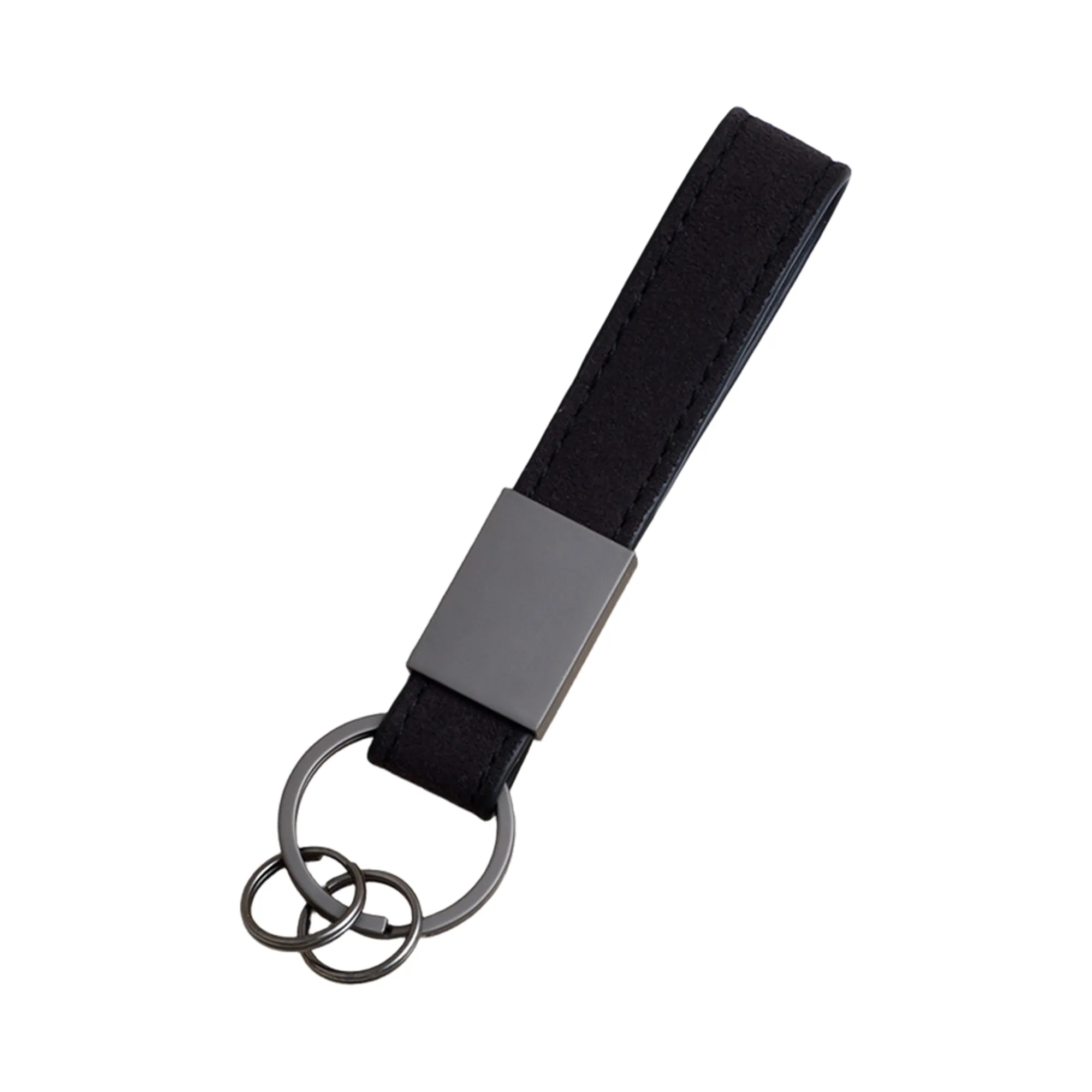 Suede Car Keychain with Zinc Alloy Pendant 3