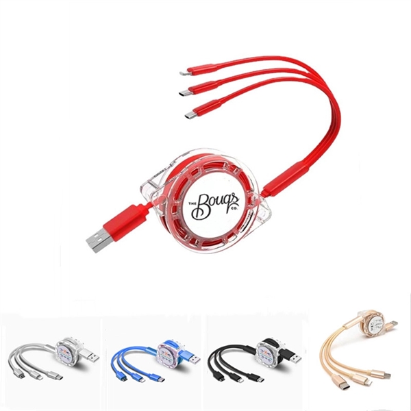 3-in-1 Retractable USB Cable Fast Charger Cord 3