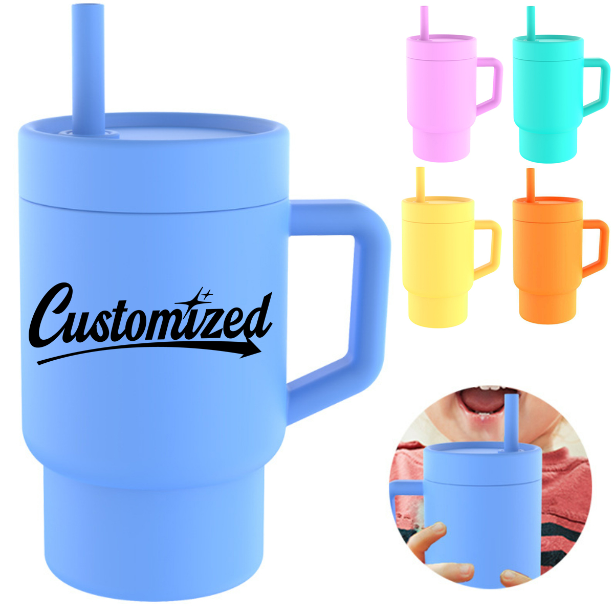 Silicone Tumbler with Handle and Straw Lid 5